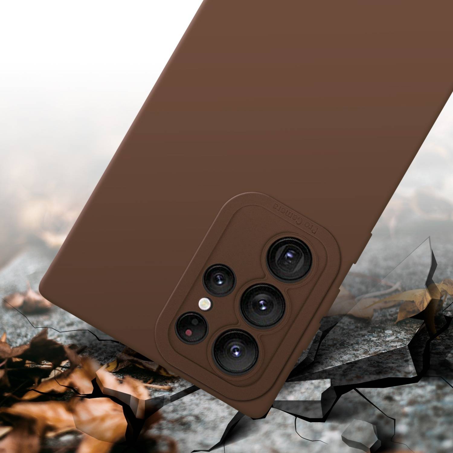 Cadorabo Hülle für Samsung Galaxy S22 ULTRA Schutz Hülle in Braun TPU Silikon Etui Case Handyhülle