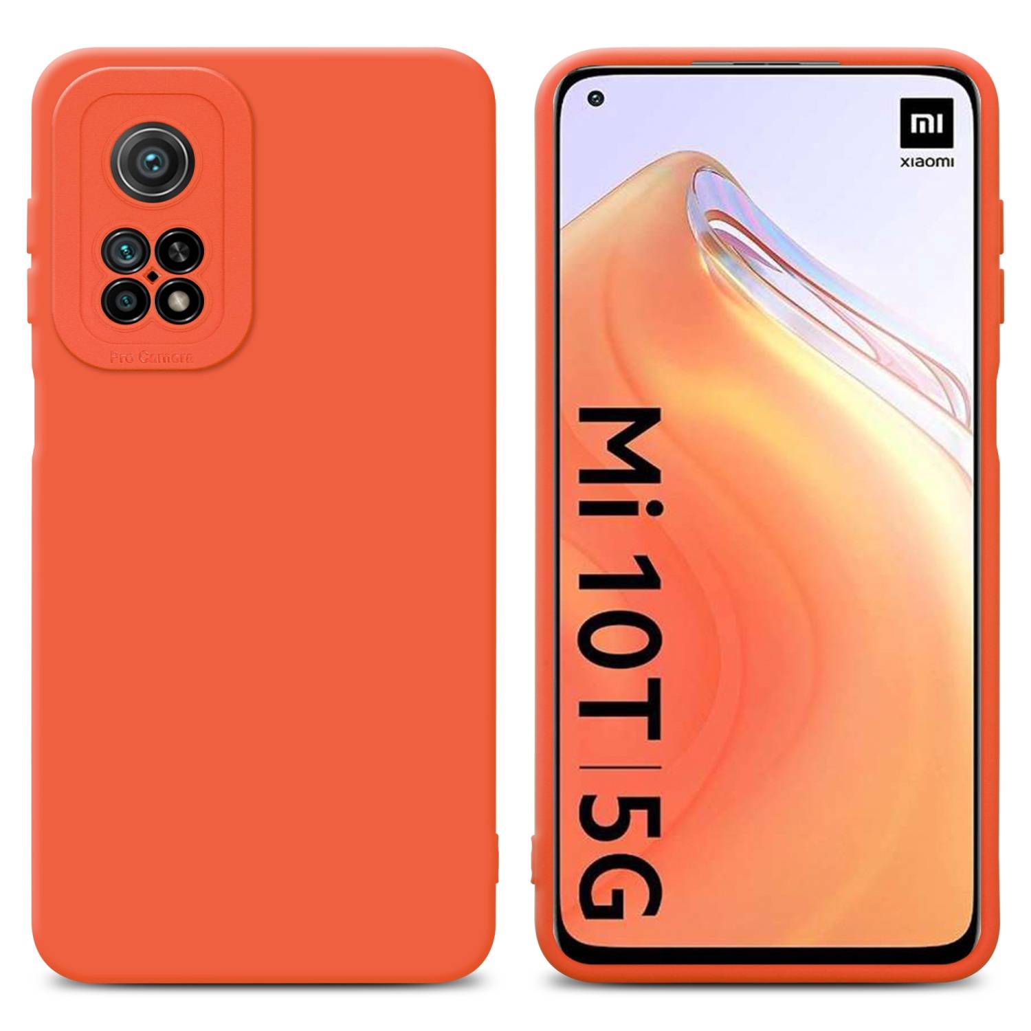 Cadorabo Hülle für Xiaomi Mi 10T / Mi 10T PRO Schutz Hülle in Orange TPU Silikon Etui Case Handyhülle