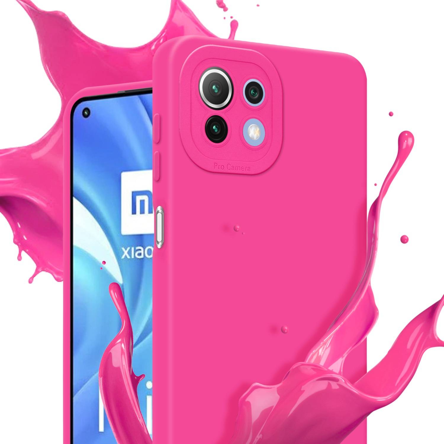Cadorabo Hülle für Xiaomi Mi 11 LITE (4G / 5G) / 11 LITE NE Schutz Hülle in Pink TPU Silikon Etui Case Handyhülle