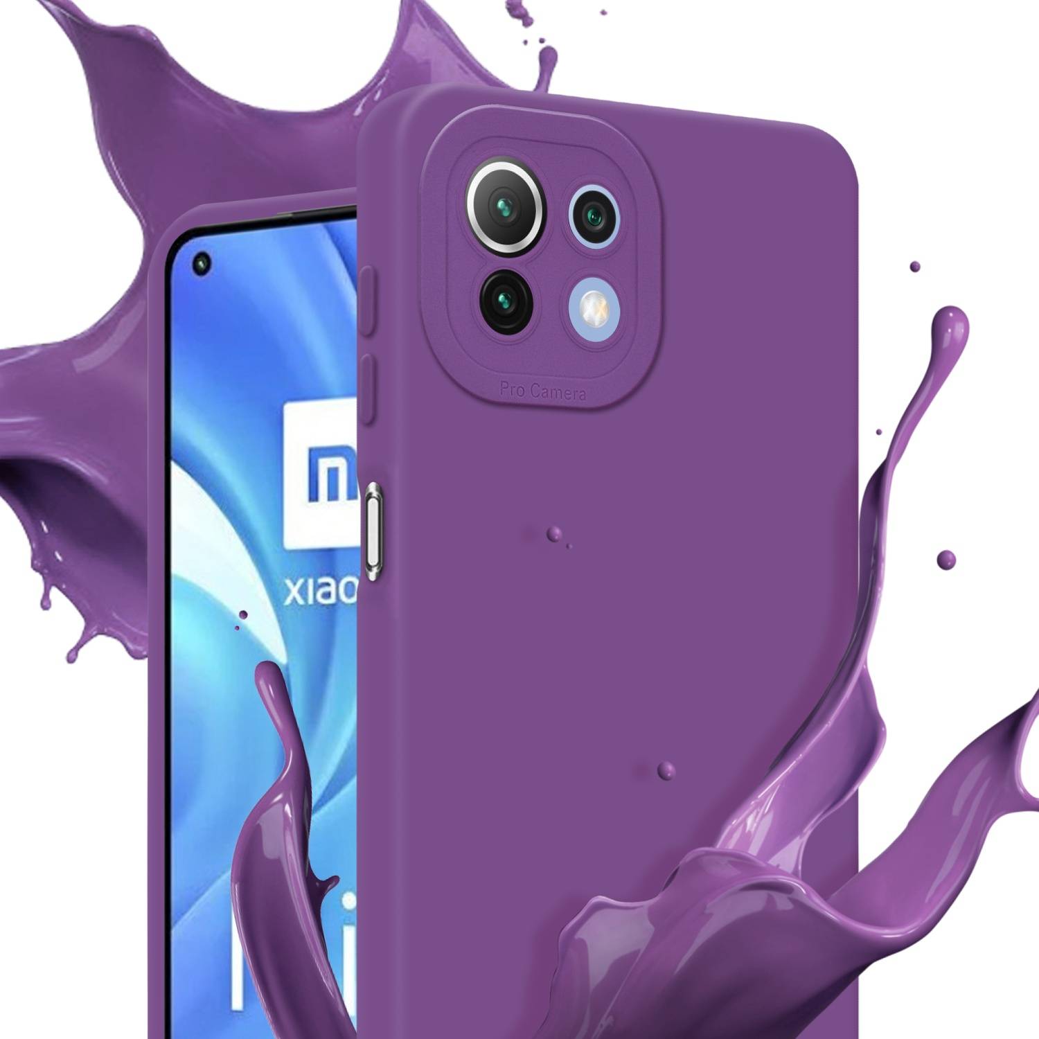 Cadorabo Hülle für Xiaomi Mi 11 LITE (4G / 5G) / 11 LITE NE Schutz Hülle in Lila TPU Silikon Etui Case Handyhülle