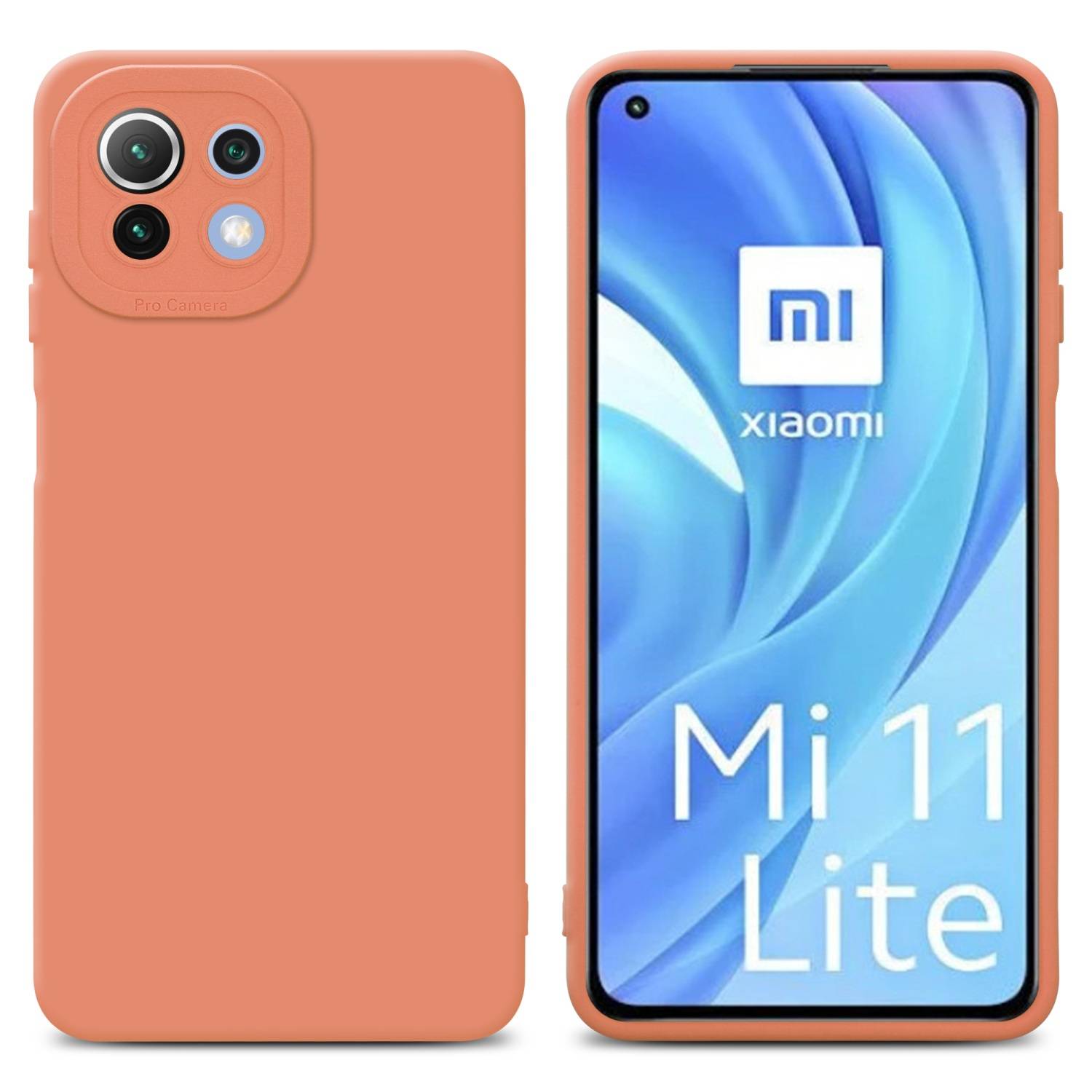 Cadorabo Hülle für Xiaomi Mi 11 LITE (4G / 5G) / 11 LITE NE Schutz Hülle in Orange TPU Silikon Etui Case Handyhülle