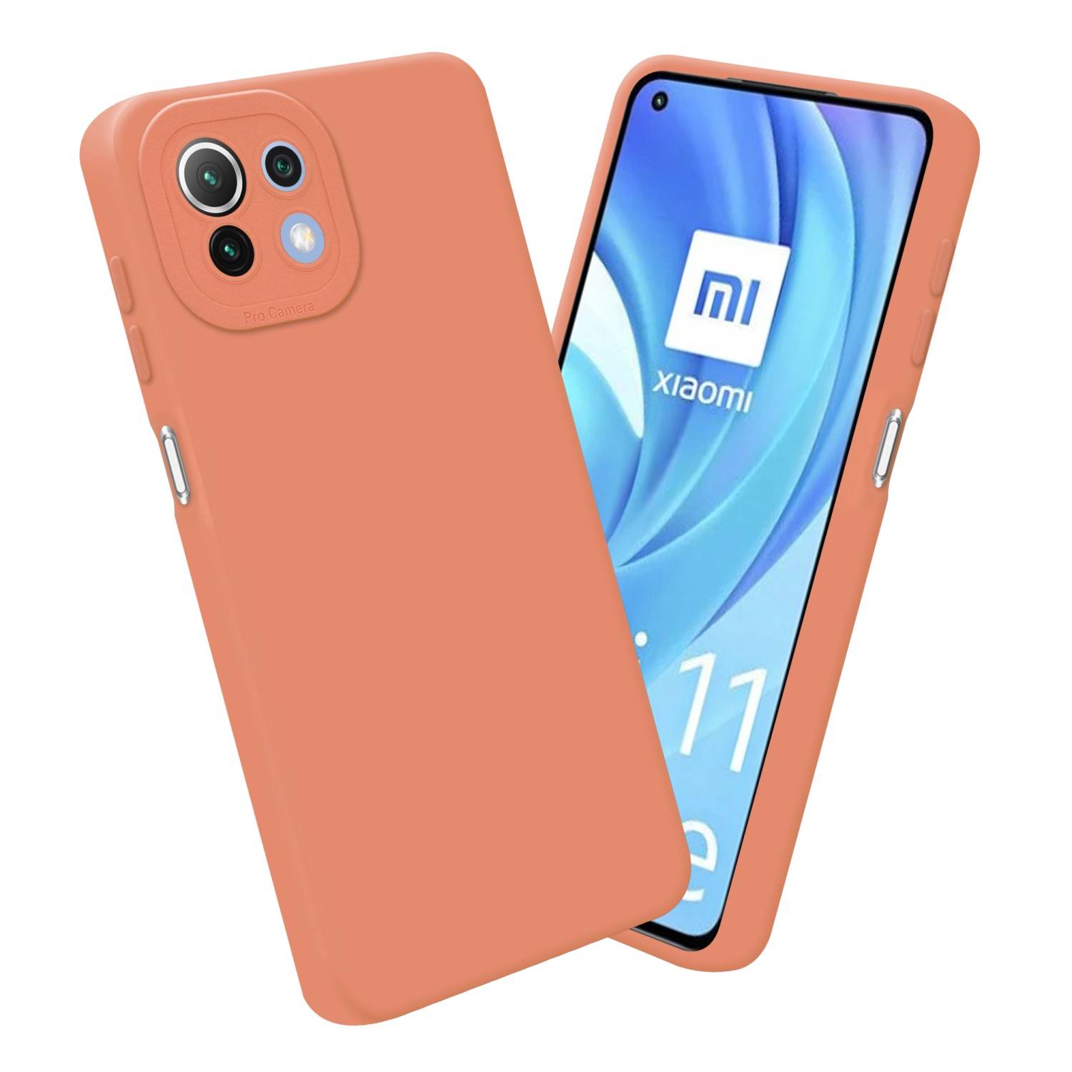 Cadorabo Hülle für Xiaomi Mi 11 LITE (4G / 5G) / 11 LITE NE Schutz Hülle in Orange TPU Silikon Etui Case Handyhülle