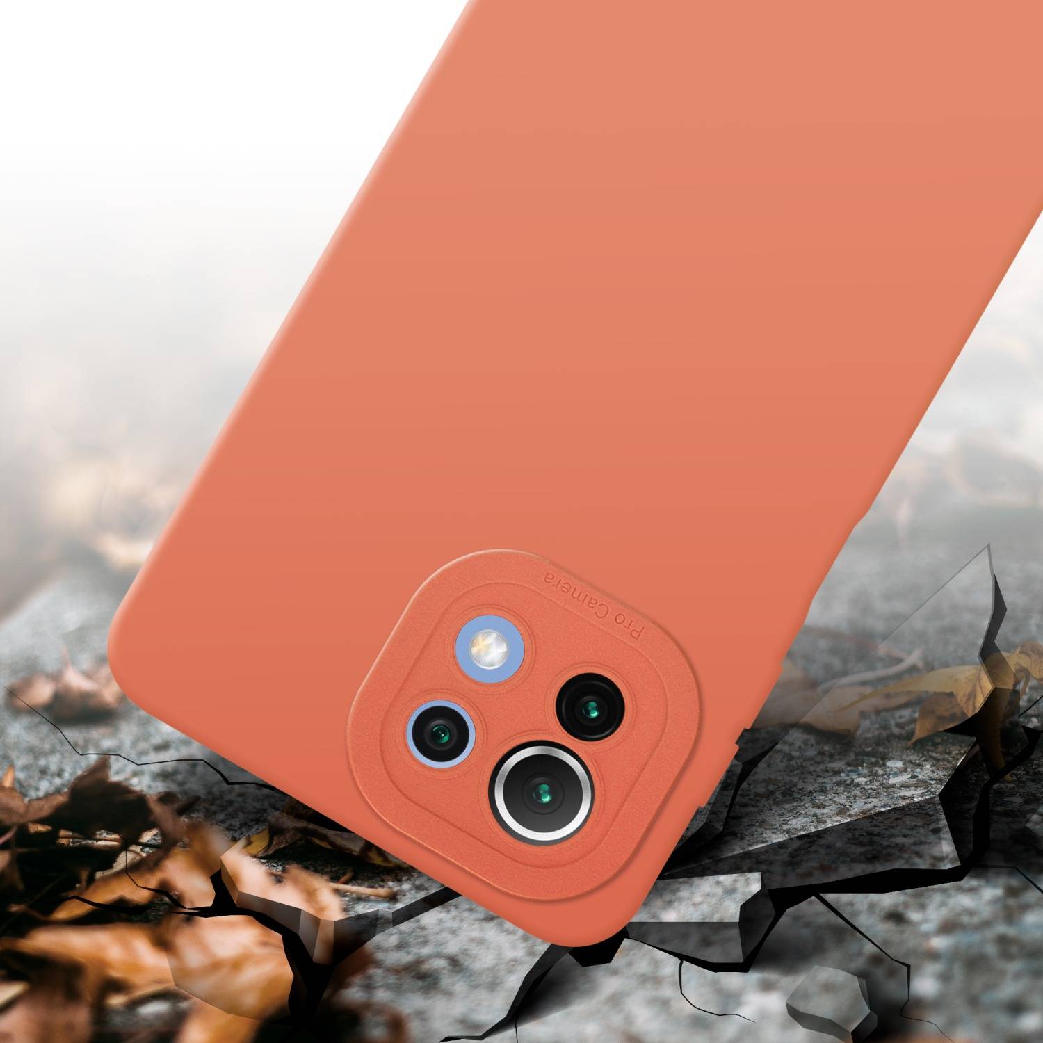 Cadorabo Hülle für Xiaomi Mi 11 LITE (4G / 5G) / 11 LITE NE Schutz Hülle in Orange TPU Silikon Etui Case Handyhülle