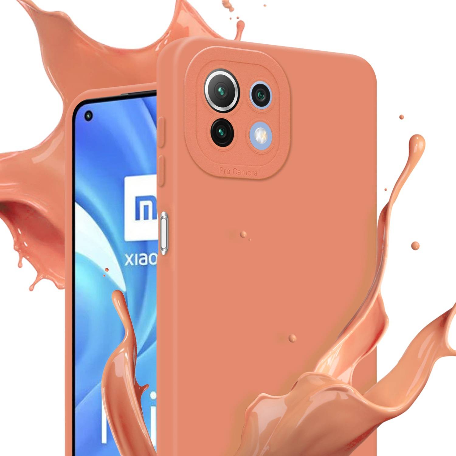 Cadorabo Hülle für Xiaomi Mi 11 LITE (4G / 5G) / 11 LITE NE Schutz Hülle in Orange TPU Silikon Etui Case Handyhülle