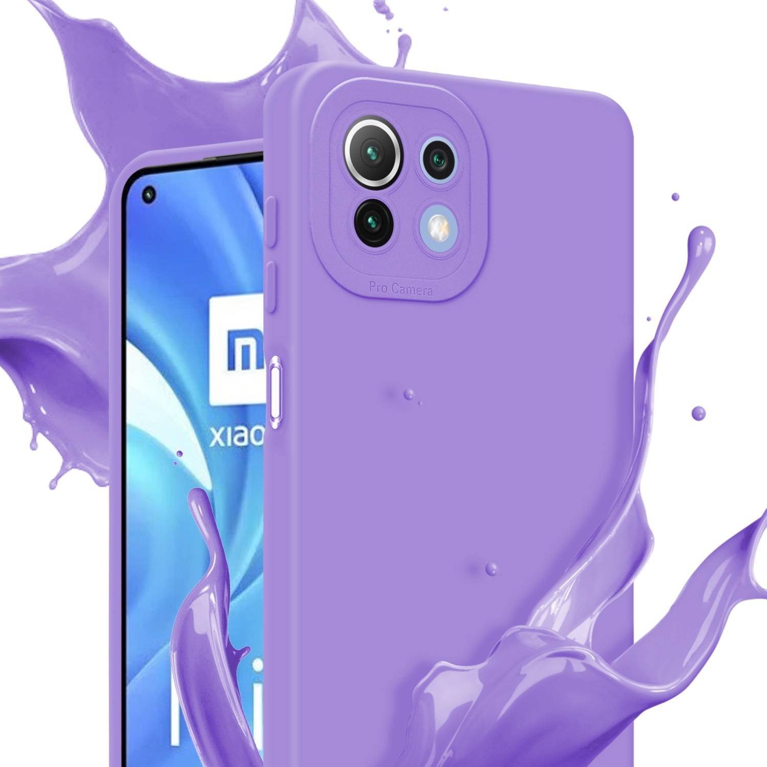 Cadorabo Hülle für Xiaomi Mi 11 LITE (4G / 5G) / 11 LITE NE Schutz Hülle in Lila TPU Silikon Etui Case Handyhülle