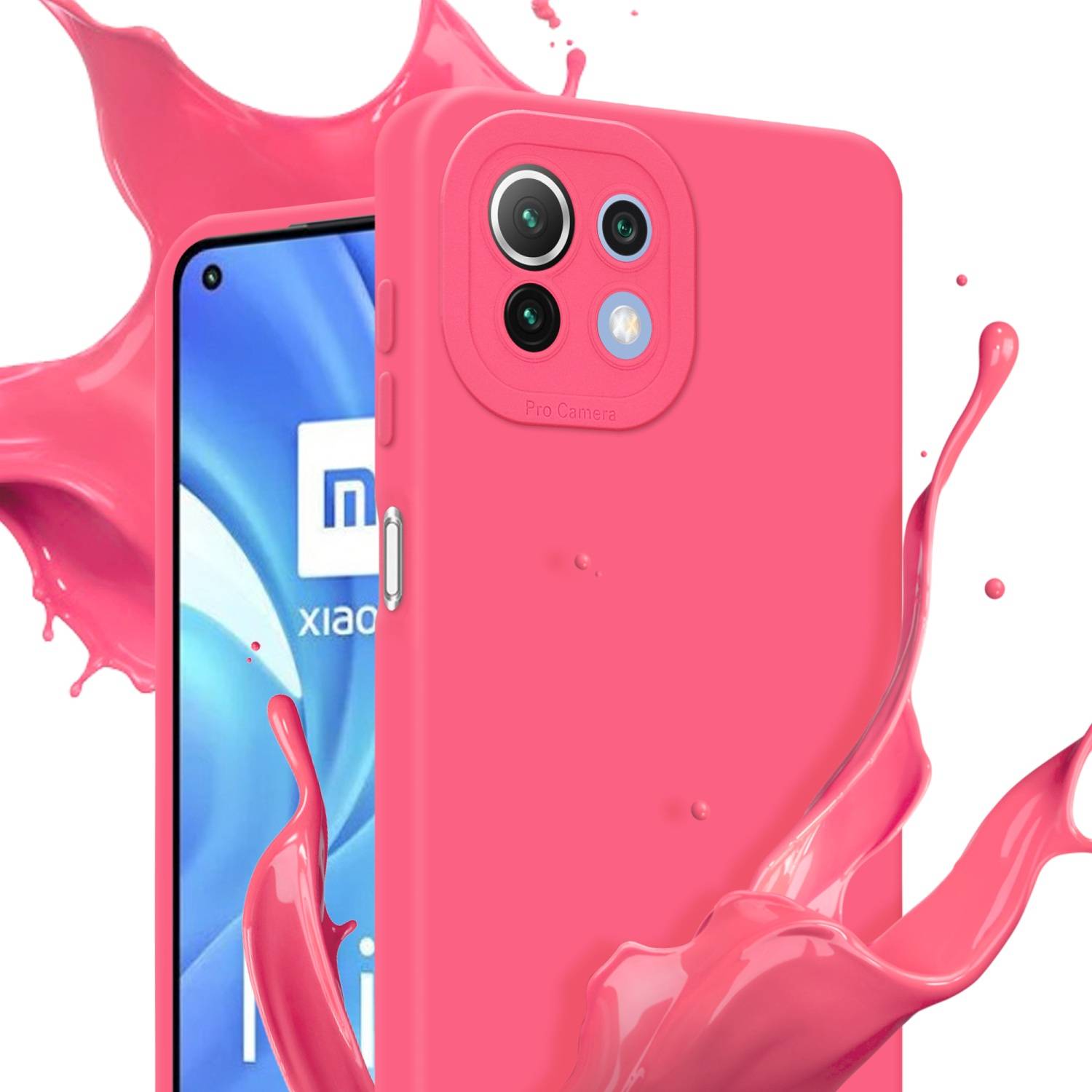 Cadorabo Hülle für Xiaomi Mi 11 LITE (4G / 5G) / 11 LITE NE Schutz Hülle in Rot TPU Silikon Etui Case Handyhülle