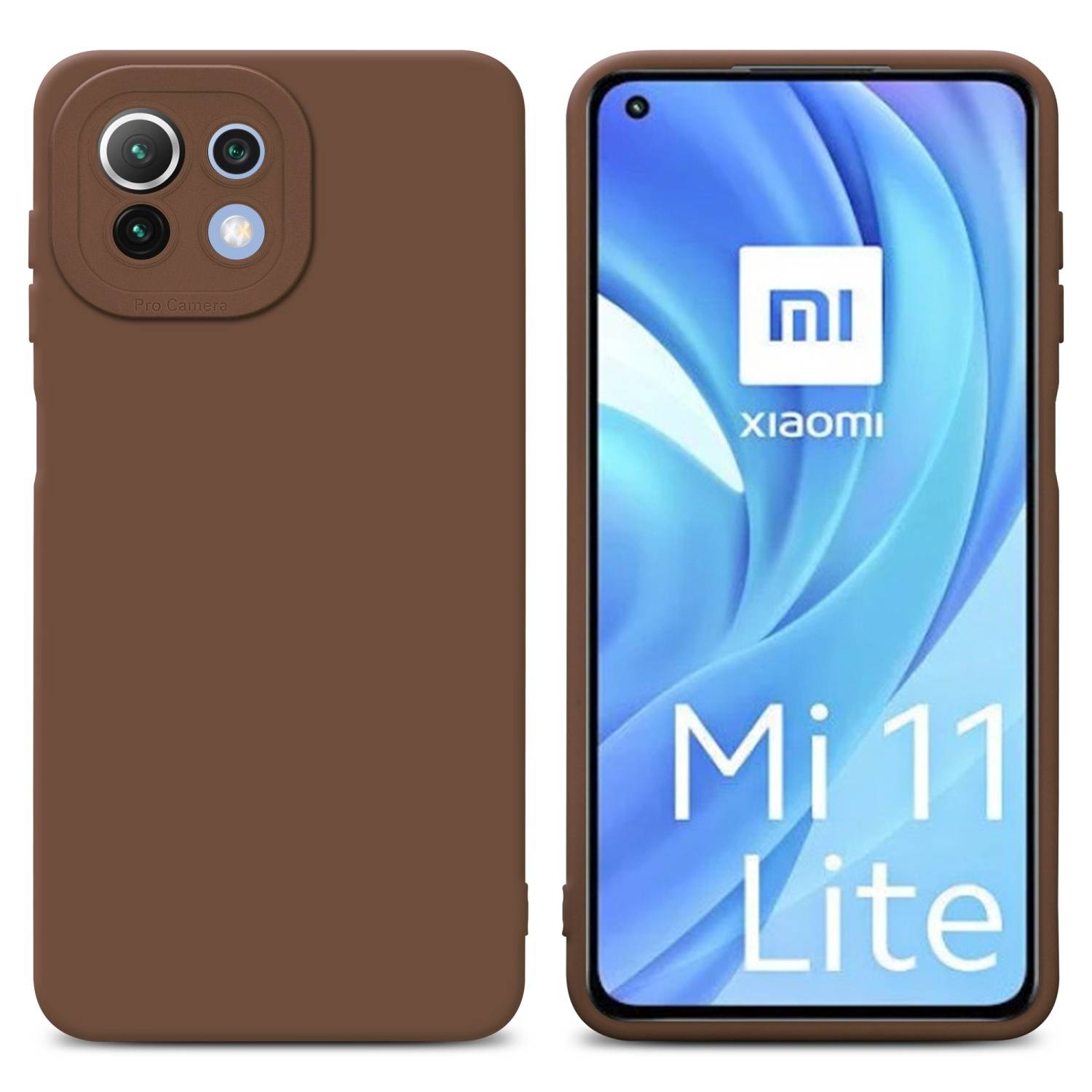 Cadorabo Hülle für Xiaomi Mi 11 LITE (4G / 5G) / 11 LITE NE Schutz Hülle in Braun TPU Silikon Etui Case Handyhülle