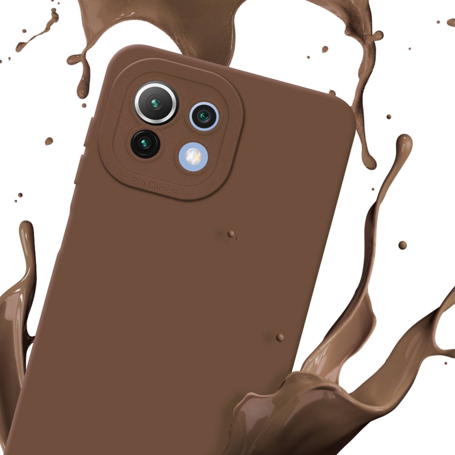 Cadorabo Hülle für Xiaomi Mi 11 LITE (4G / 5G) / 11 LITE NE Schutz Hülle in Braun TPU Silikon Etui Case Handyhülle