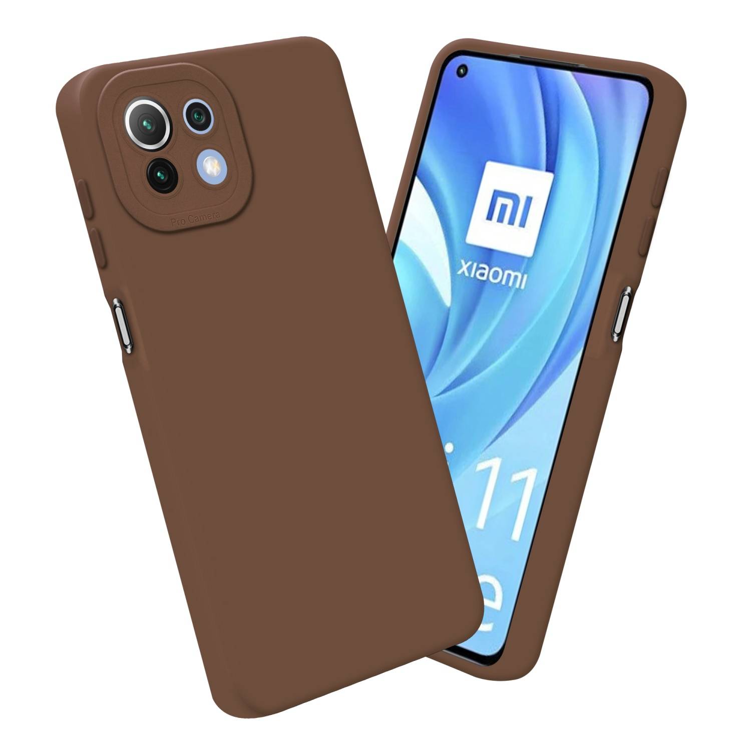 Cadorabo Hülle für Xiaomi Mi 11 LITE (4G / 5G) / 11 LITE NE Schutz Hülle in Braun TPU Silikon Etui Case Handyhülle