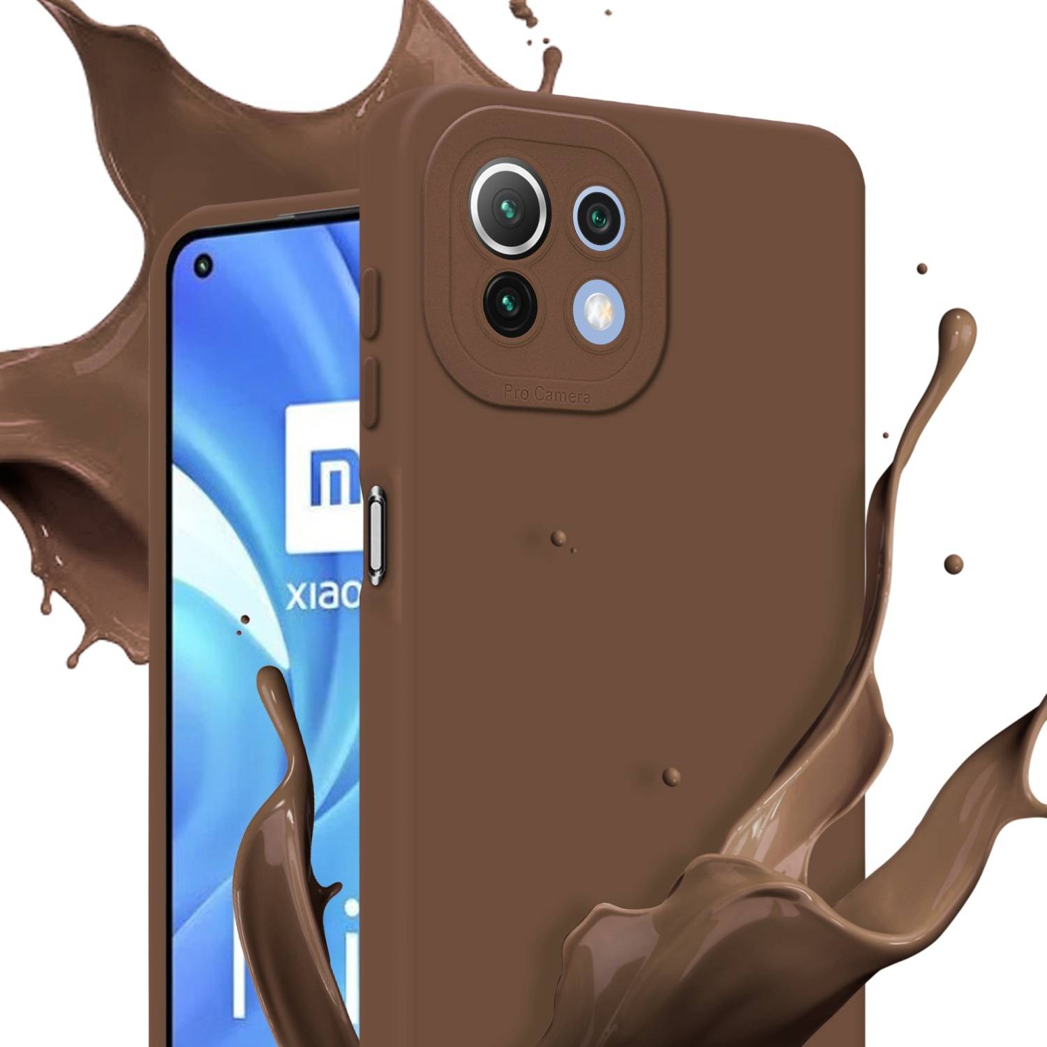 Cadorabo Hülle für Xiaomi Mi 11 LITE (4G / 5G) / 11 LITE NE Schutz Hülle in Braun TPU Silikon Etui Case Handyhülle