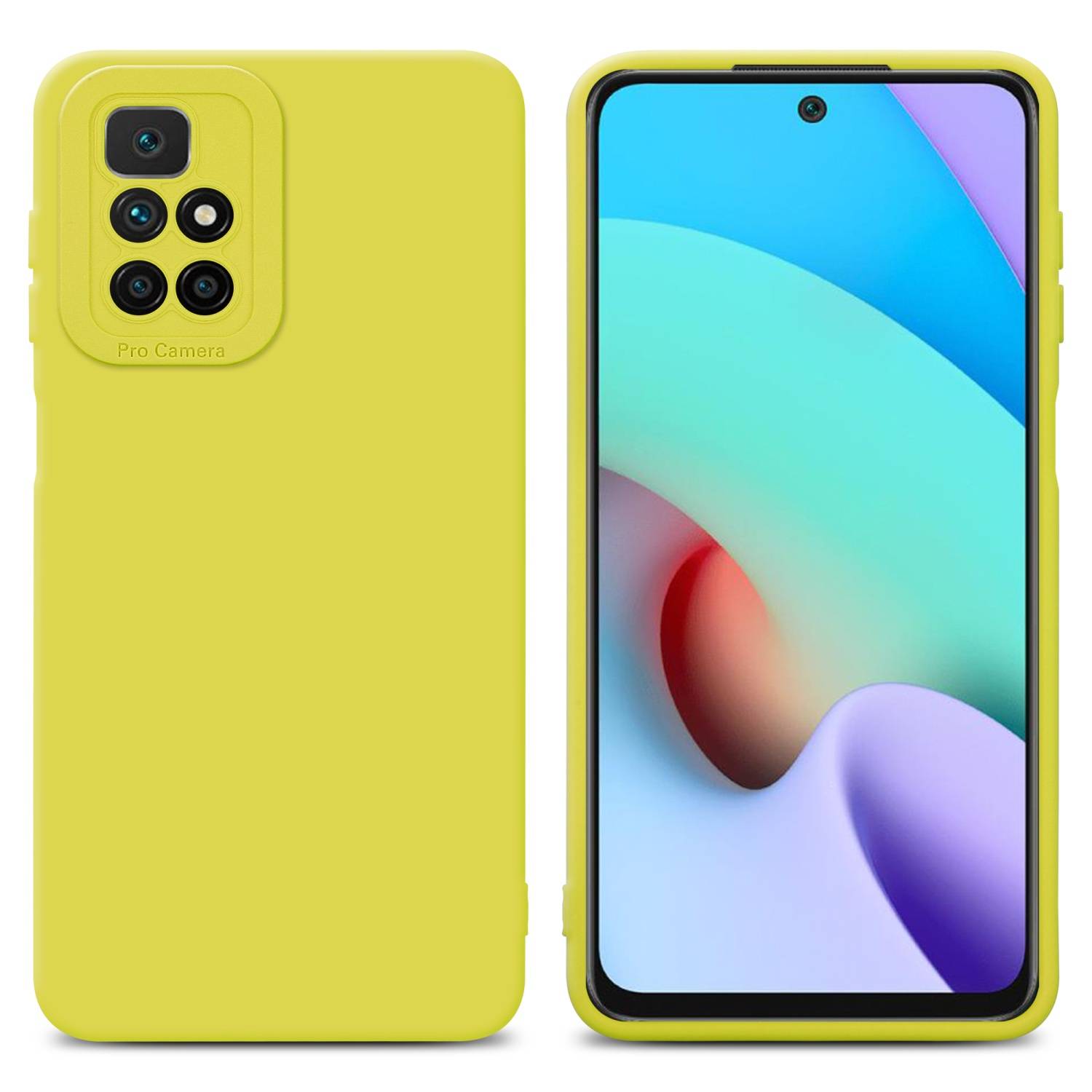 Cadorabo Hülle für Xiaomi RedMi 10 Schutz Hülle in Gelb TPU Silikon Etui Case Handyhülle