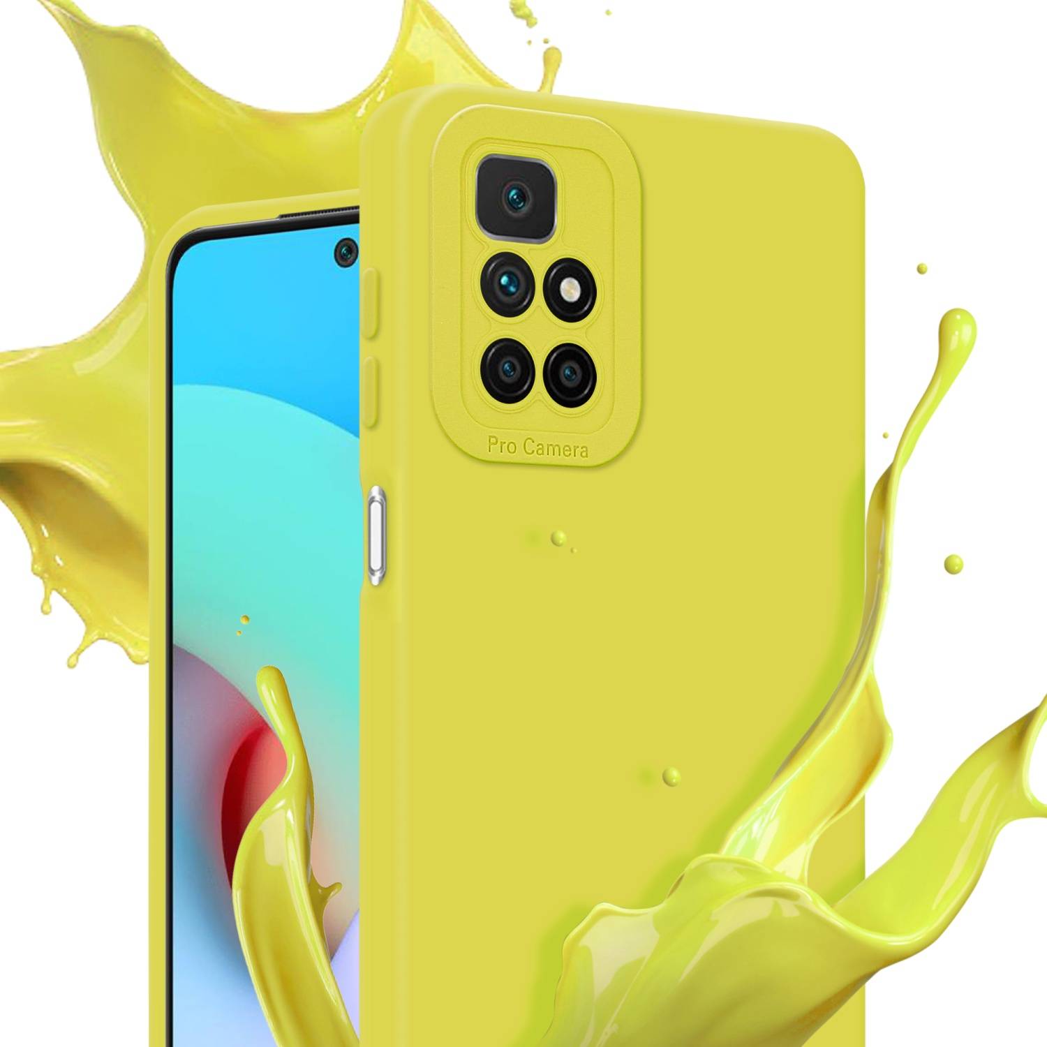 Cadorabo Hülle für Xiaomi RedMi 10 Schutz Hülle in Gelb TPU Silikon Etui Case Handyhülle