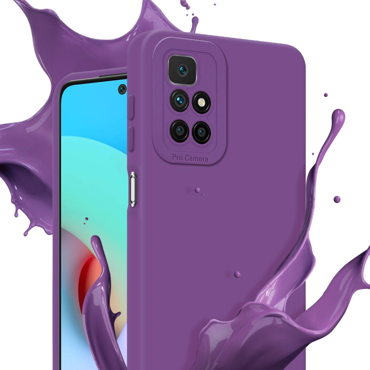 Cadorabo Hülle für Xiaomi RedMi 10 Schutz Hülle in Lila TPU Silikon Etui Case Handyhülle