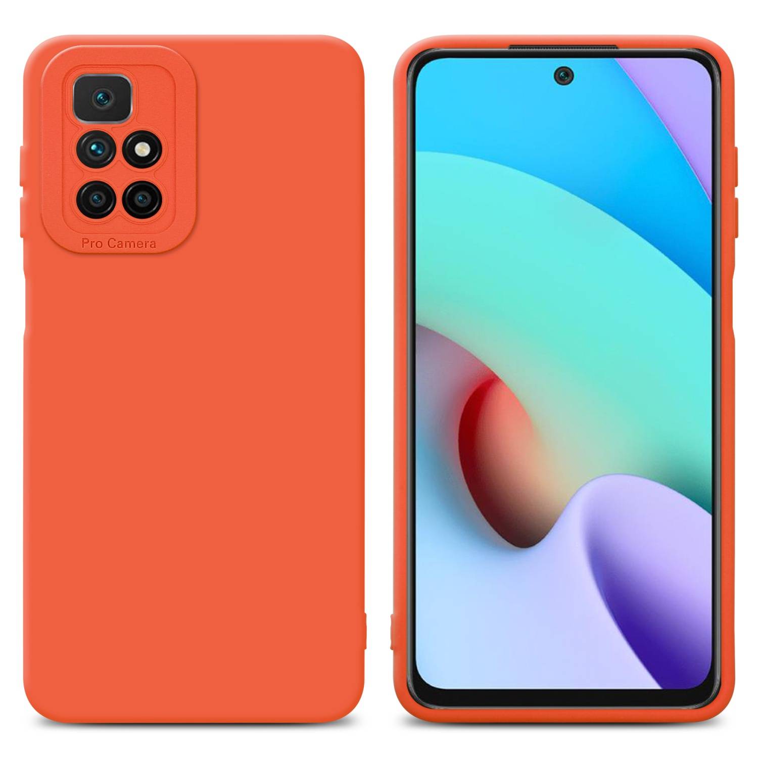 Cadorabo Hülle für Xiaomi RedMi 10 Schutz Hülle in Orange TPU Silikon Etui Case Handyhülle