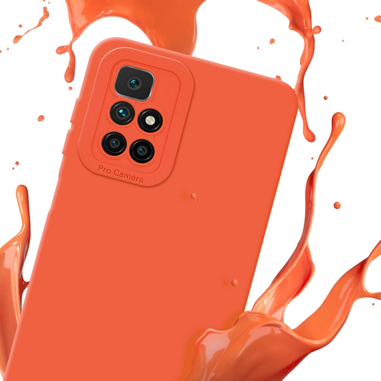 Cadorabo Hülle für Xiaomi RedMi 10 Schutz Hülle in Orange TPU Silikon Etui Case Handyhülle