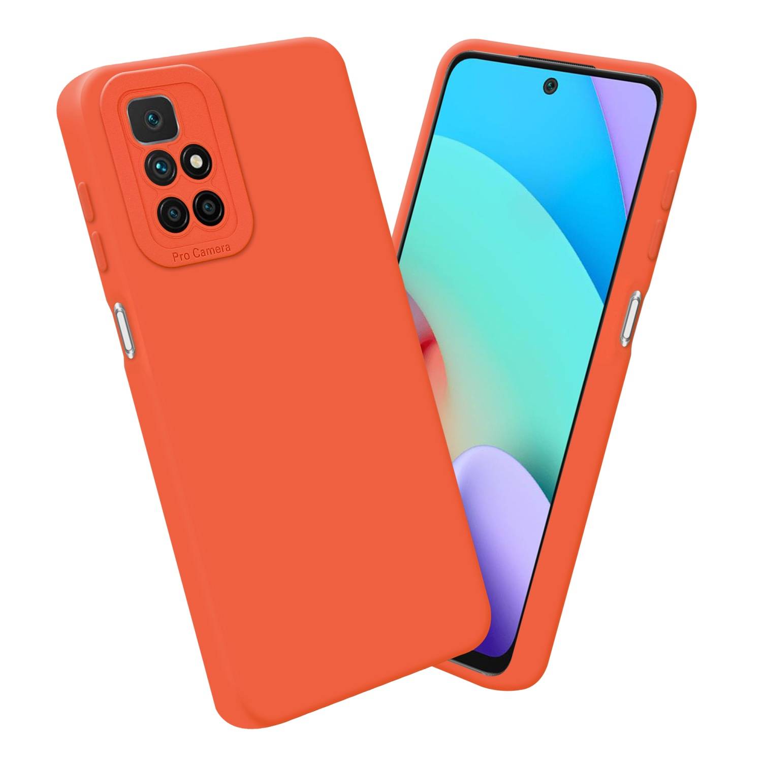 Cadorabo Hülle für Xiaomi RedMi 10 Schutz Hülle in Orange TPU Silikon Etui Case Handyhülle