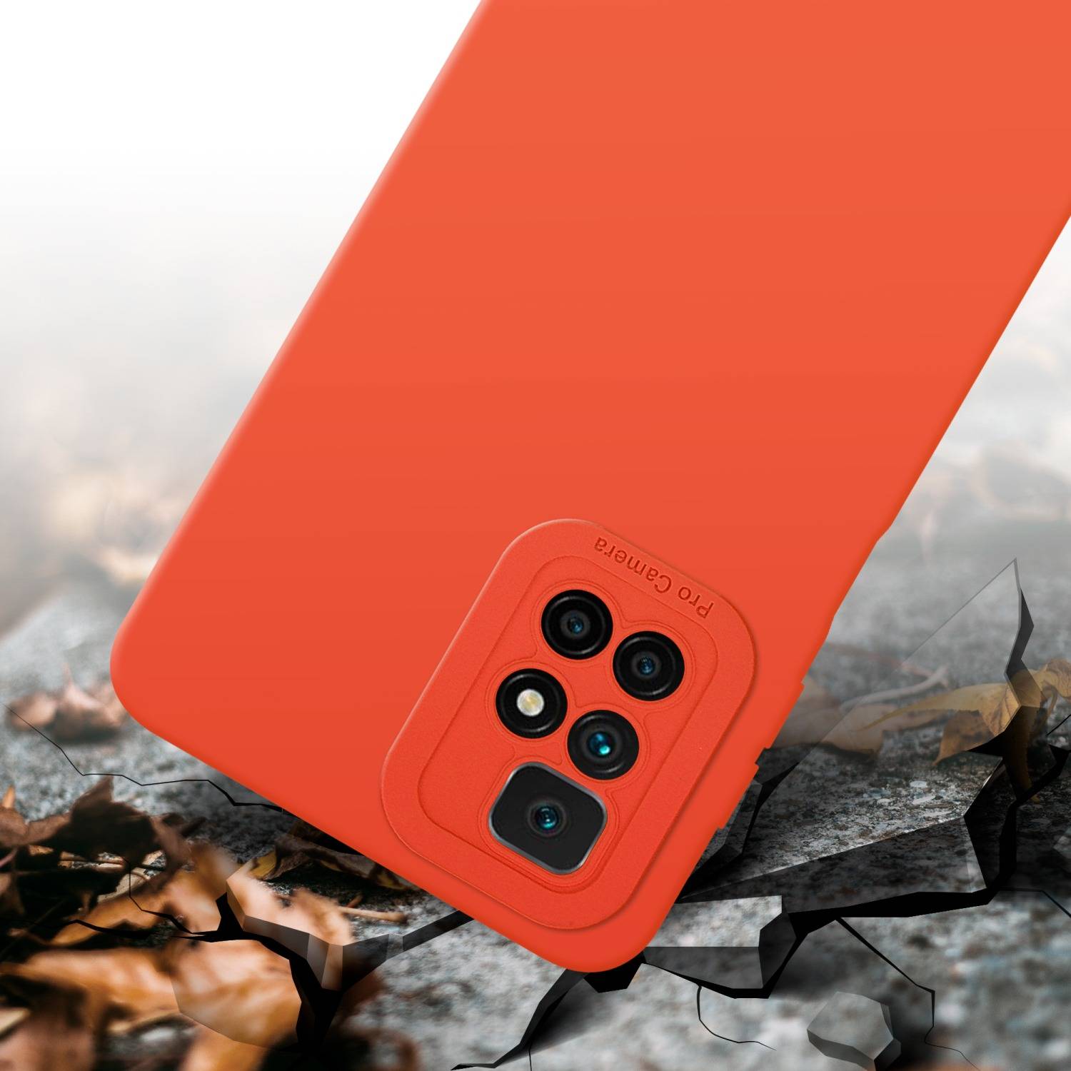 Cadorabo Hülle für Xiaomi RedMi 10 Schutz Hülle in Orange TPU Silikon Etui Case Handyhülle