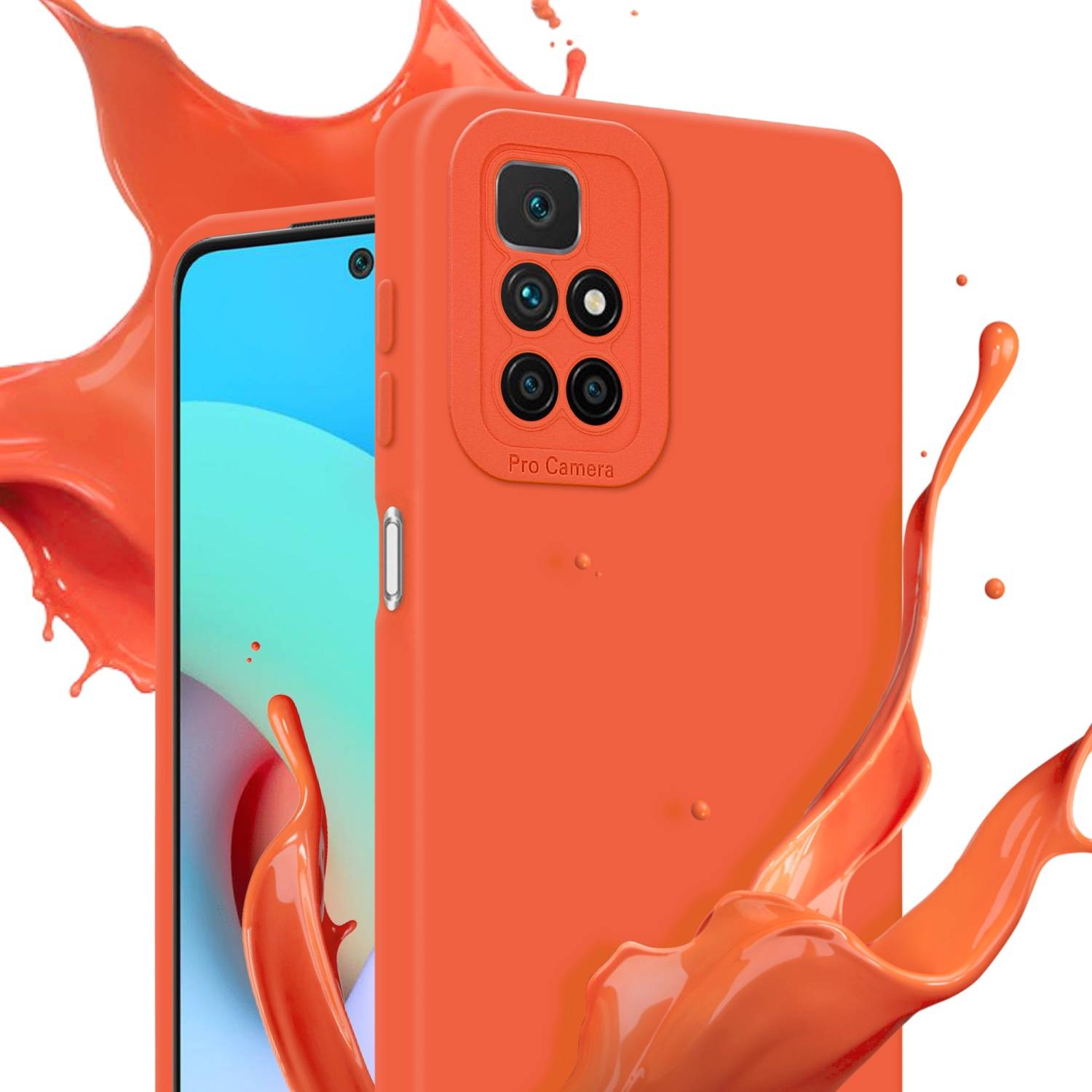 Cadorabo Hülle für Xiaomi RedMi 10 Schutz Hülle in Orange TPU Silikon Etui Case Handyhülle