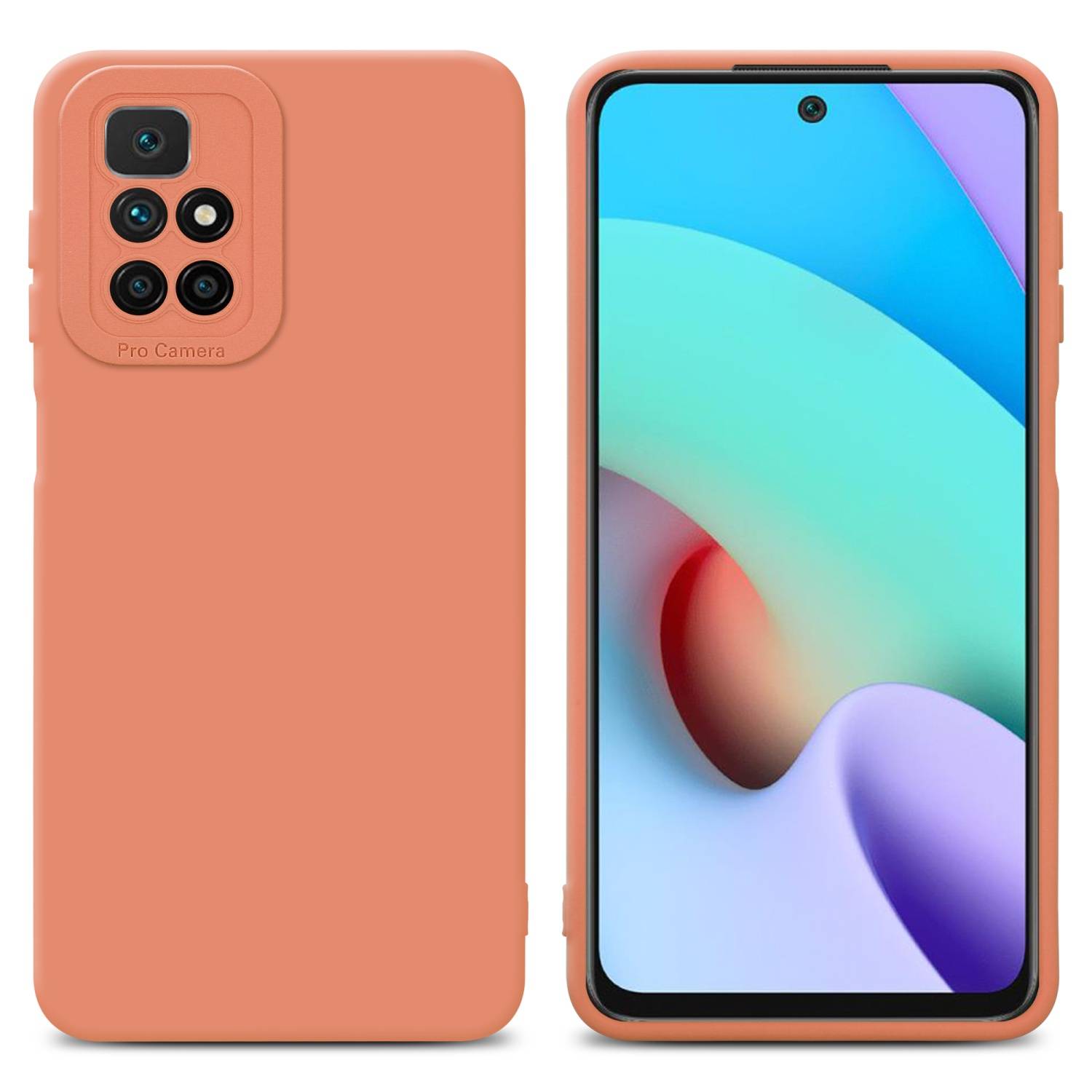 Cadorabo Hülle für Xiaomi RedMi 10 Schutz Hülle in Orange TPU Silikon Etui Case Handyhülle