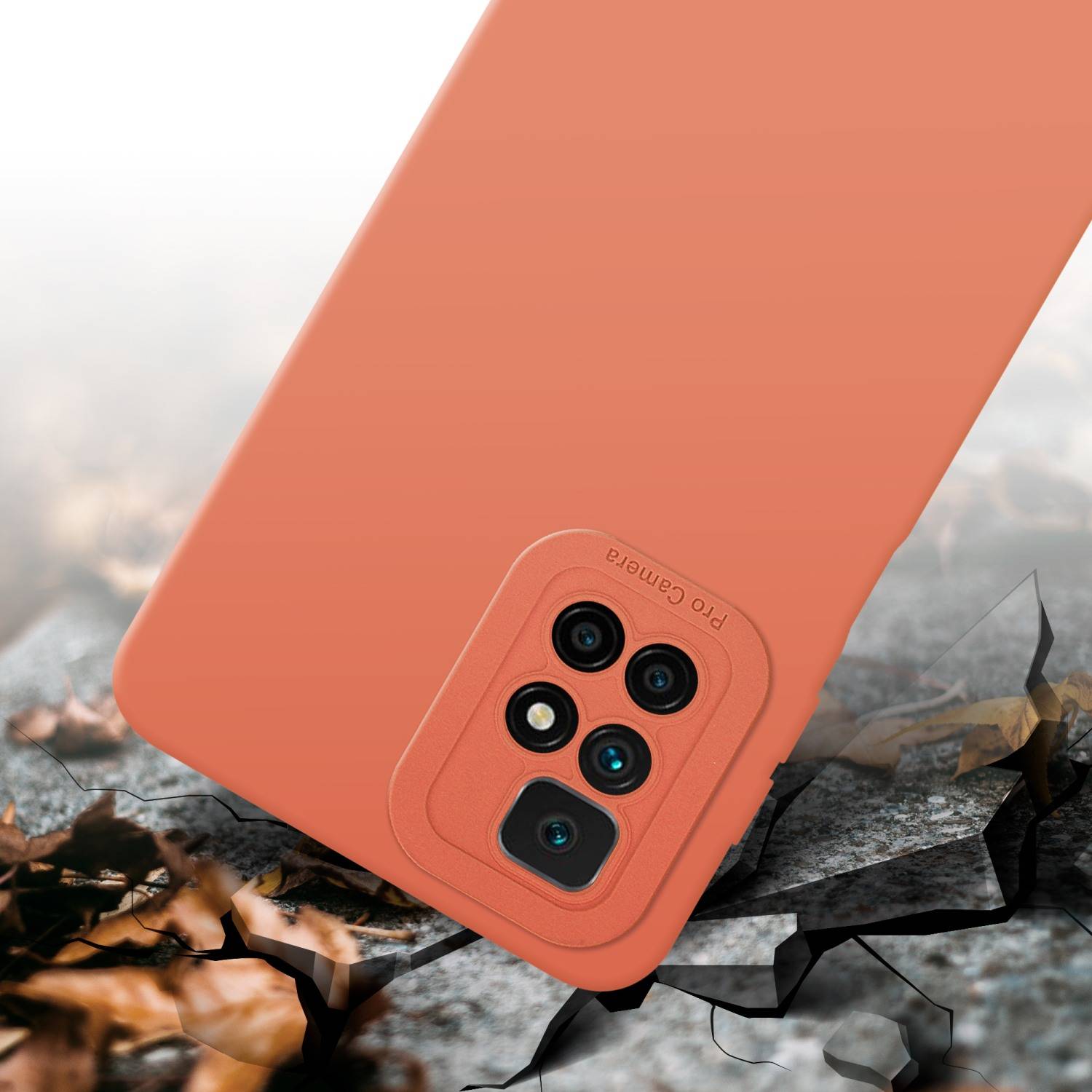 Cadorabo Hülle für Xiaomi RedMi 10 Schutz Hülle in Orange TPU Silikon Etui Case Handyhülle