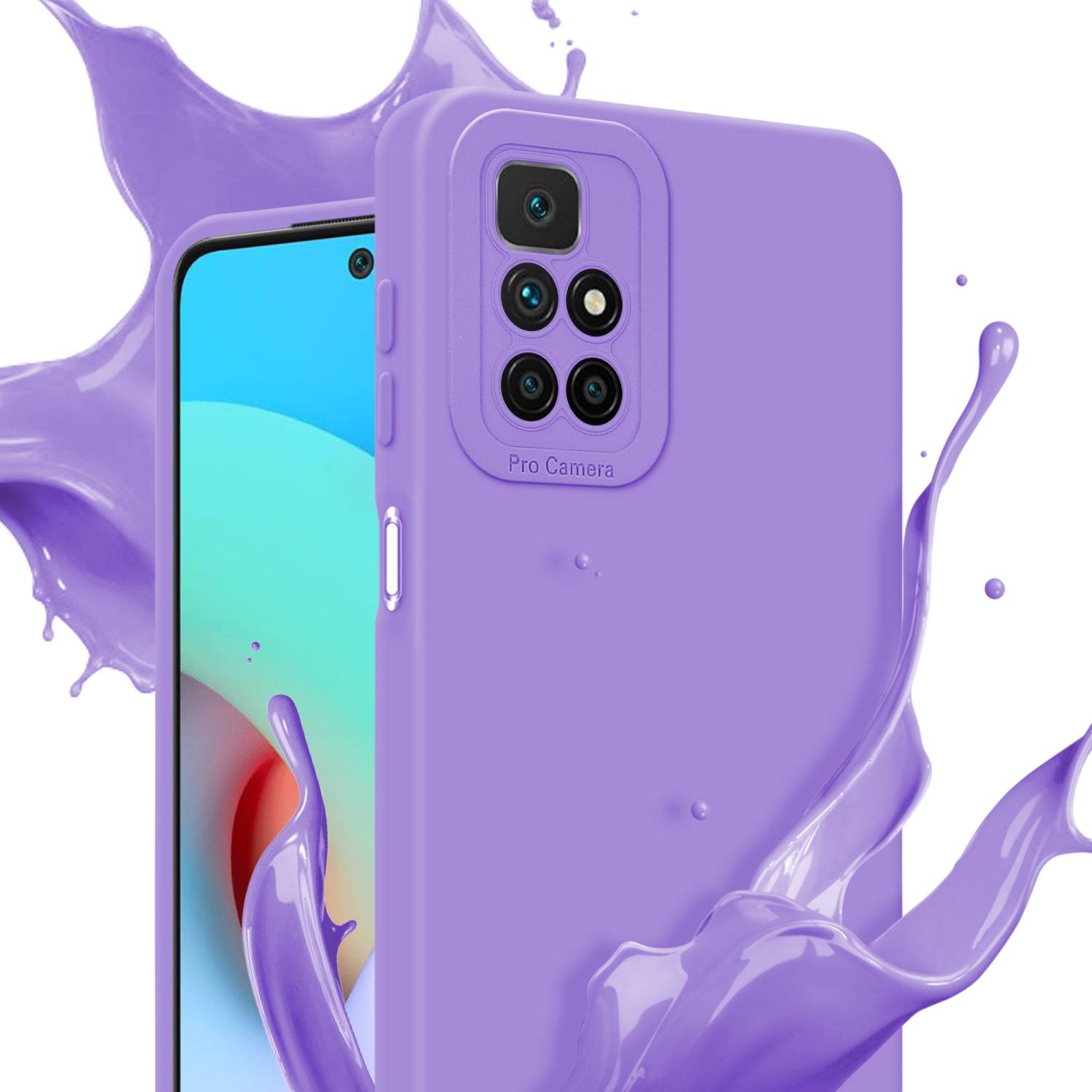 Cadorabo Hülle für Xiaomi RedMi 10 Schutz Hülle in Lila TPU Silikon Etui Case Handyhülle