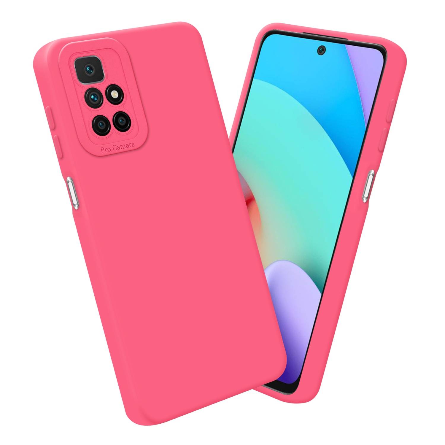 Cadorabo Hülle für Xiaomi RedMi 10 Schutz Hülle in Rot TPU Silikon Etui Case Handyhülle