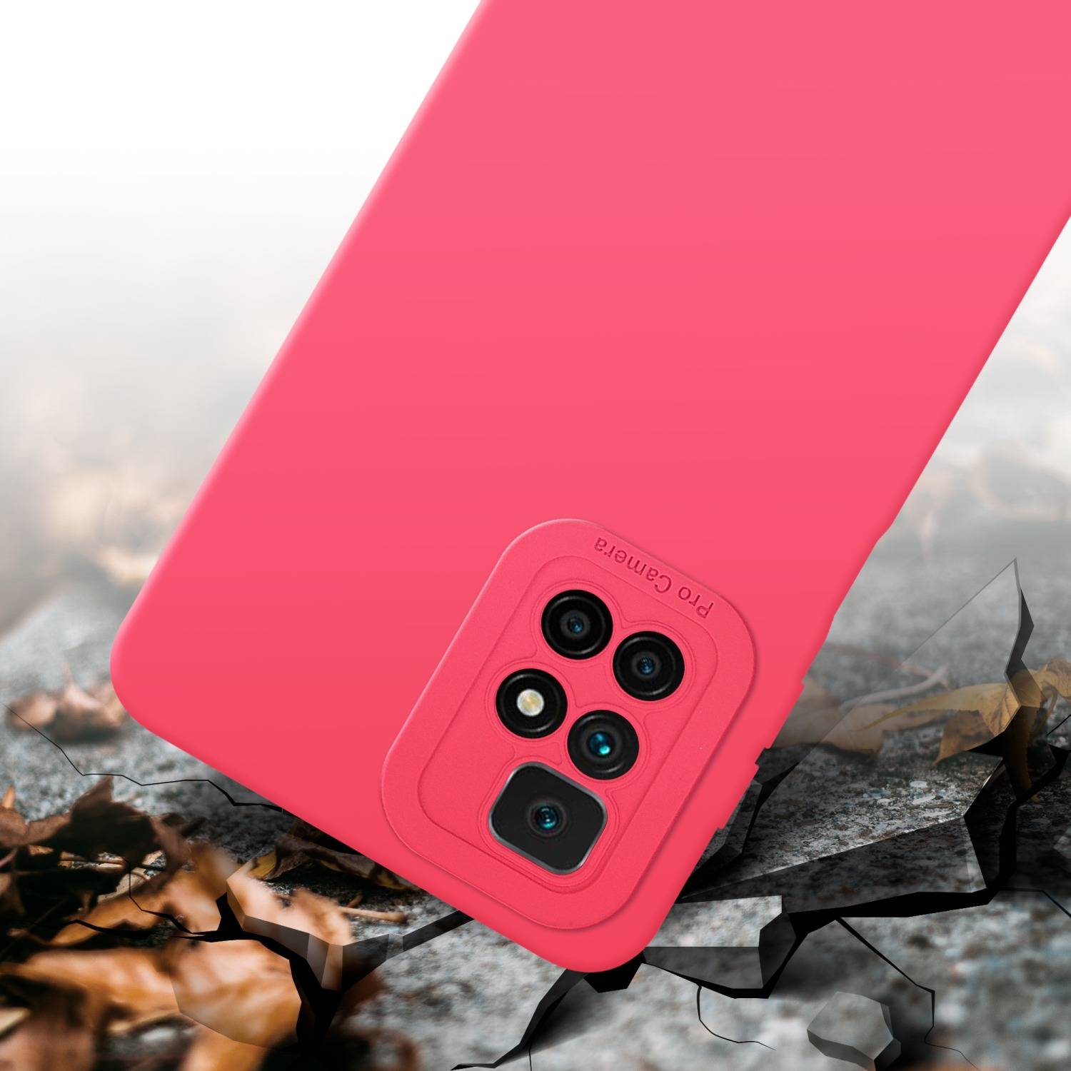 Cadorabo Hülle für Xiaomi RedMi 10 Schutz Hülle in Rot TPU Silikon Etui Case Handyhülle
