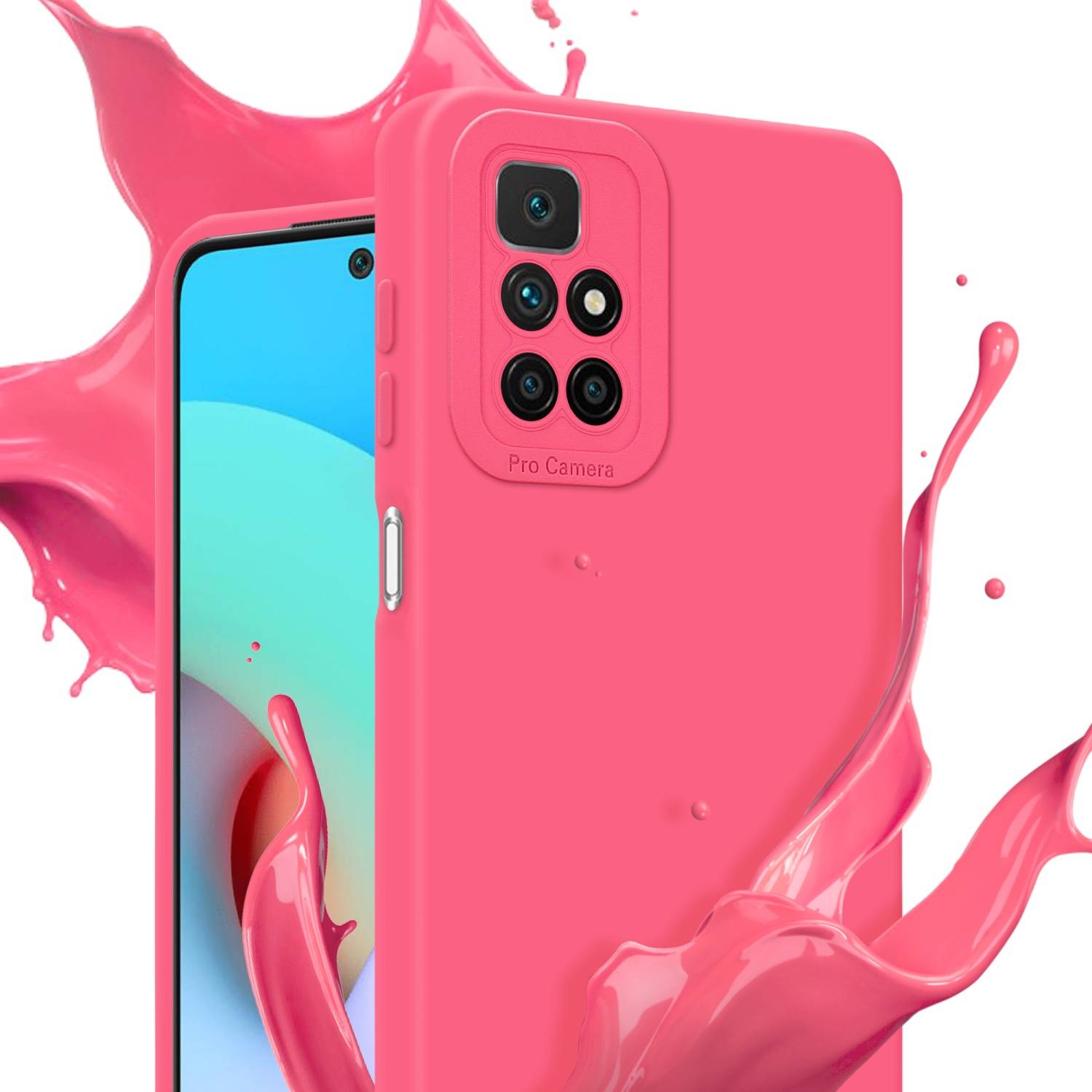 Cadorabo Hülle für Xiaomi RedMi 10 Schutz Hülle in Rot TPU Silikon Etui Case Handyhülle