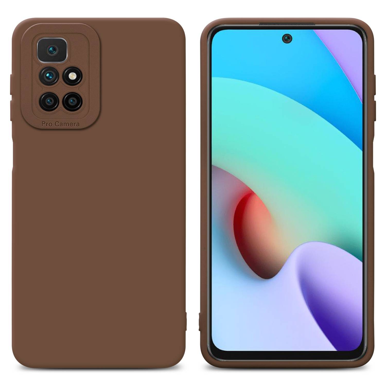 Cadorabo Hülle für Xiaomi RedMi 10 Schutz Hülle in Braun TPU Silikon Etui Case Handyhülle