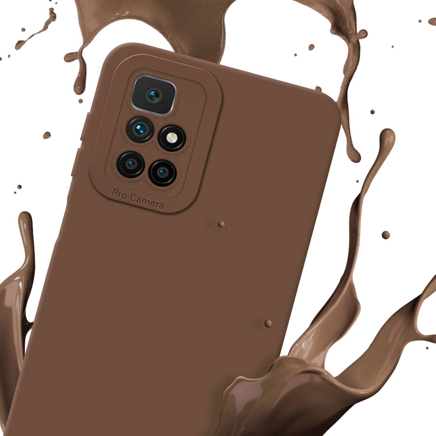 Cadorabo Hülle für Xiaomi RedMi 10 Schutz Hülle in Braun TPU Silikon Etui Case Handyhülle