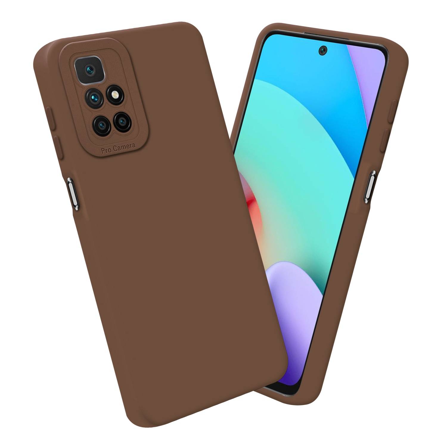 Cadorabo Hülle für Xiaomi RedMi 10 Schutz Hülle in Braun TPU Silikon Etui Case Handyhülle