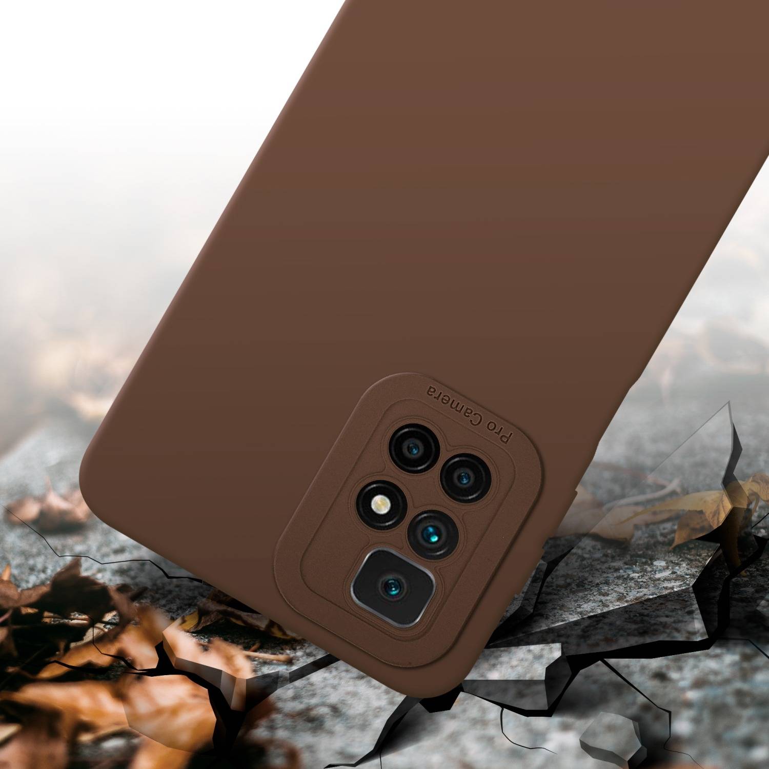 Cadorabo Hülle für Xiaomi RedMi 10 Schutz Hülle in Braun TPU Silikon Etui Case Handyhülle