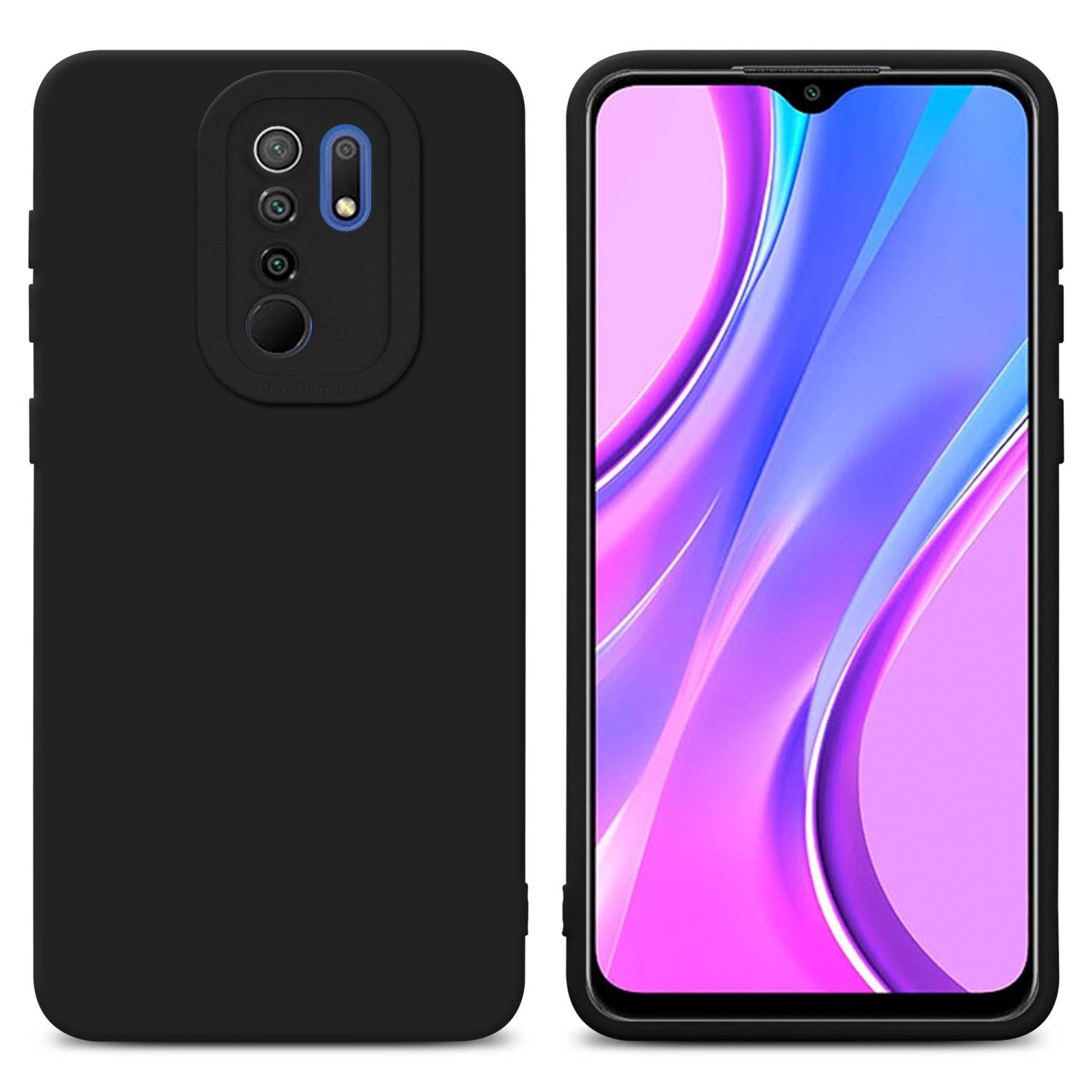 Cadorabo Hülle für Xiaomi RedMi 9 Schutz Hülle in Schwarz TPU Silikon Etui Case Handyhülle