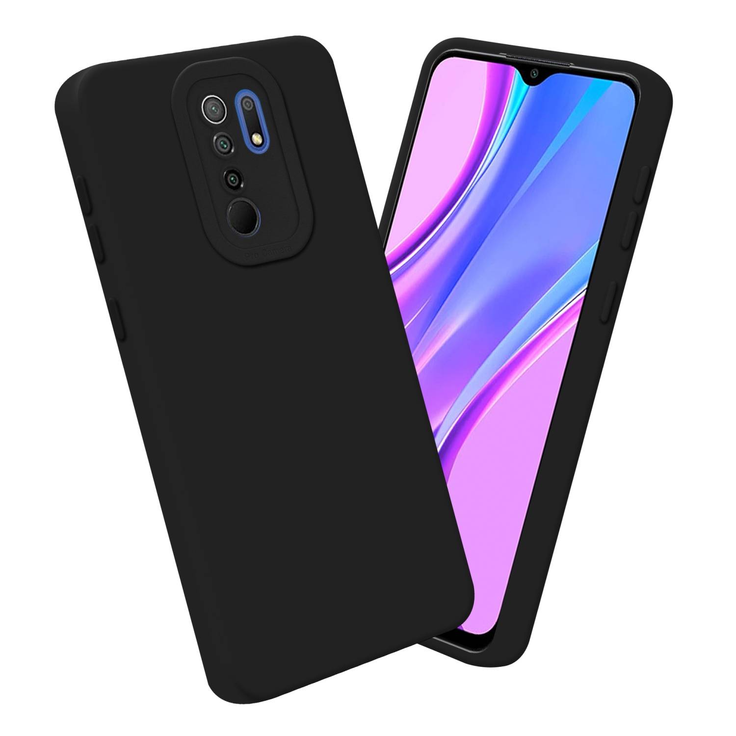 Cadorabo Hülle für Xiaomi RedMi 9 Schutz Hülle in Schwarz TPU Silikon Etui Case Handyhülle