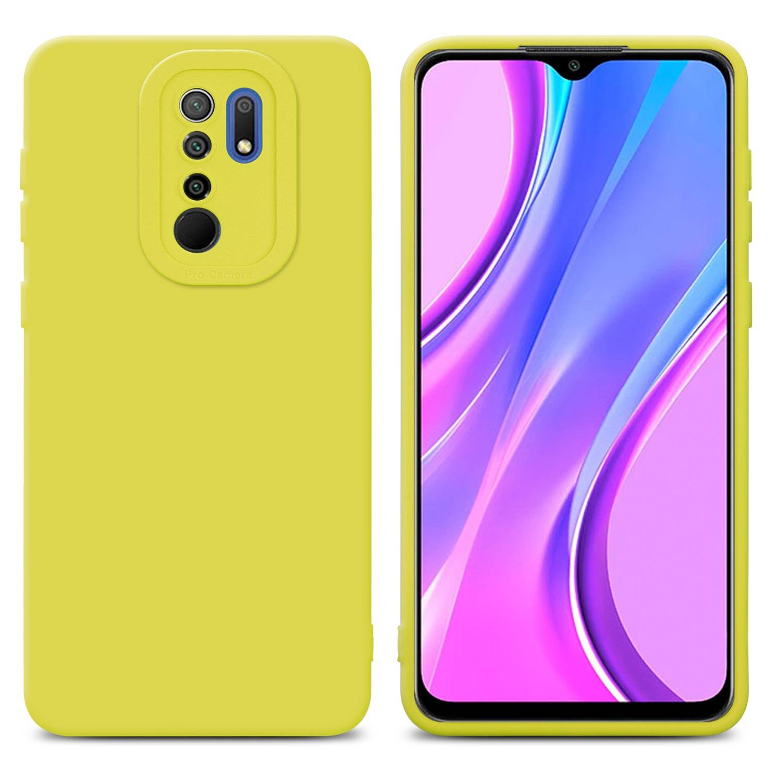 Cadorabo Hülle für Xiaomi RedMi 9 Schutz Hülle in Gelb TPU Silikon Etui Case Handyhülle