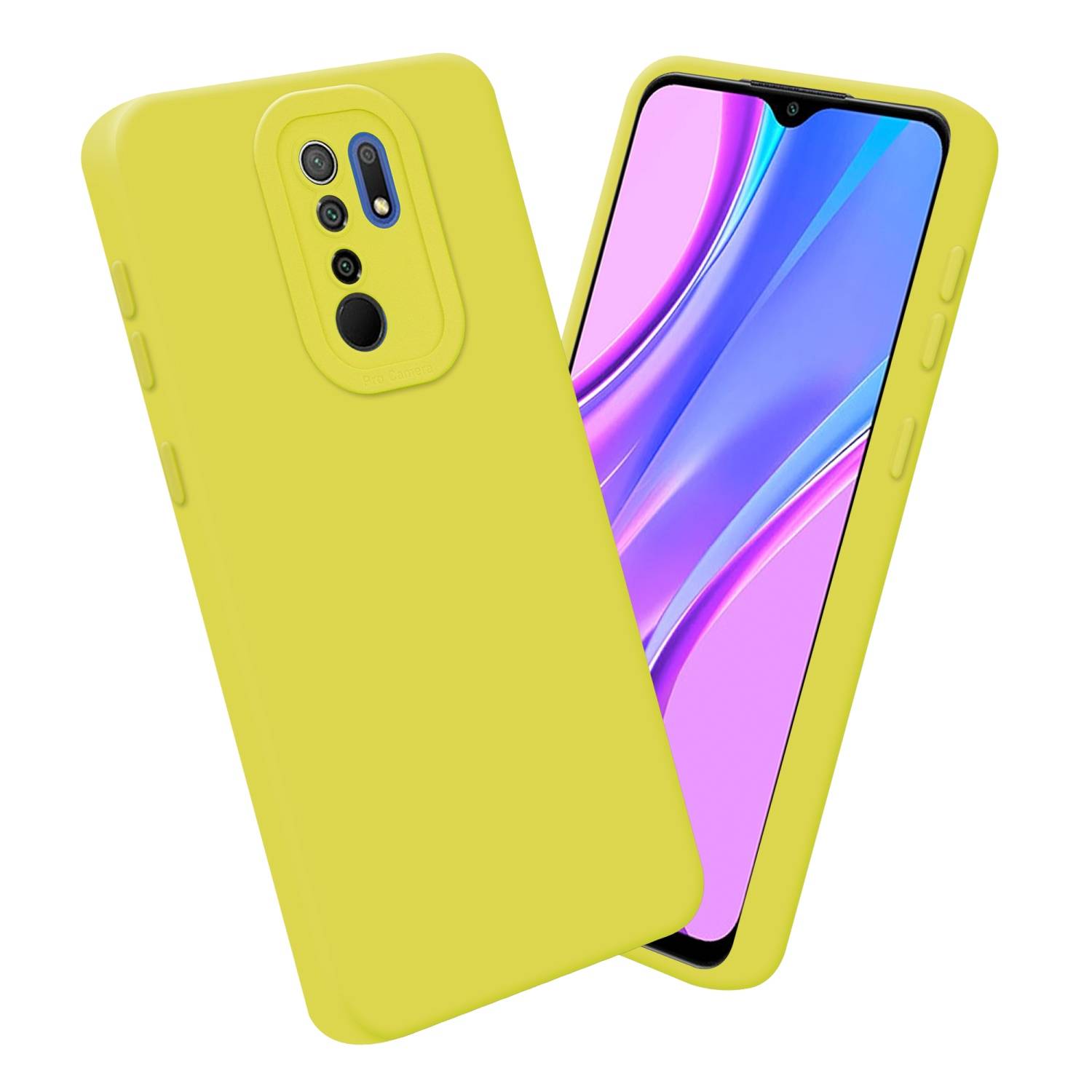 Cadorabo Hülle für Xiaomi RedMi 9 Schutz Hülle in Gelb TPU Silikon Etui Case Handyhülle
