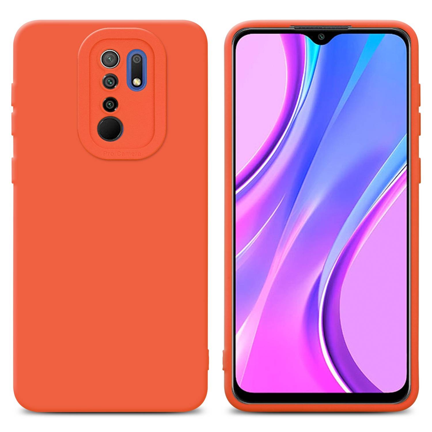 Cadorabo Hülle für Xiaomi RedMi 9 Schutz Hülle in Orange TPU Silikon Etui Case Handyhülle