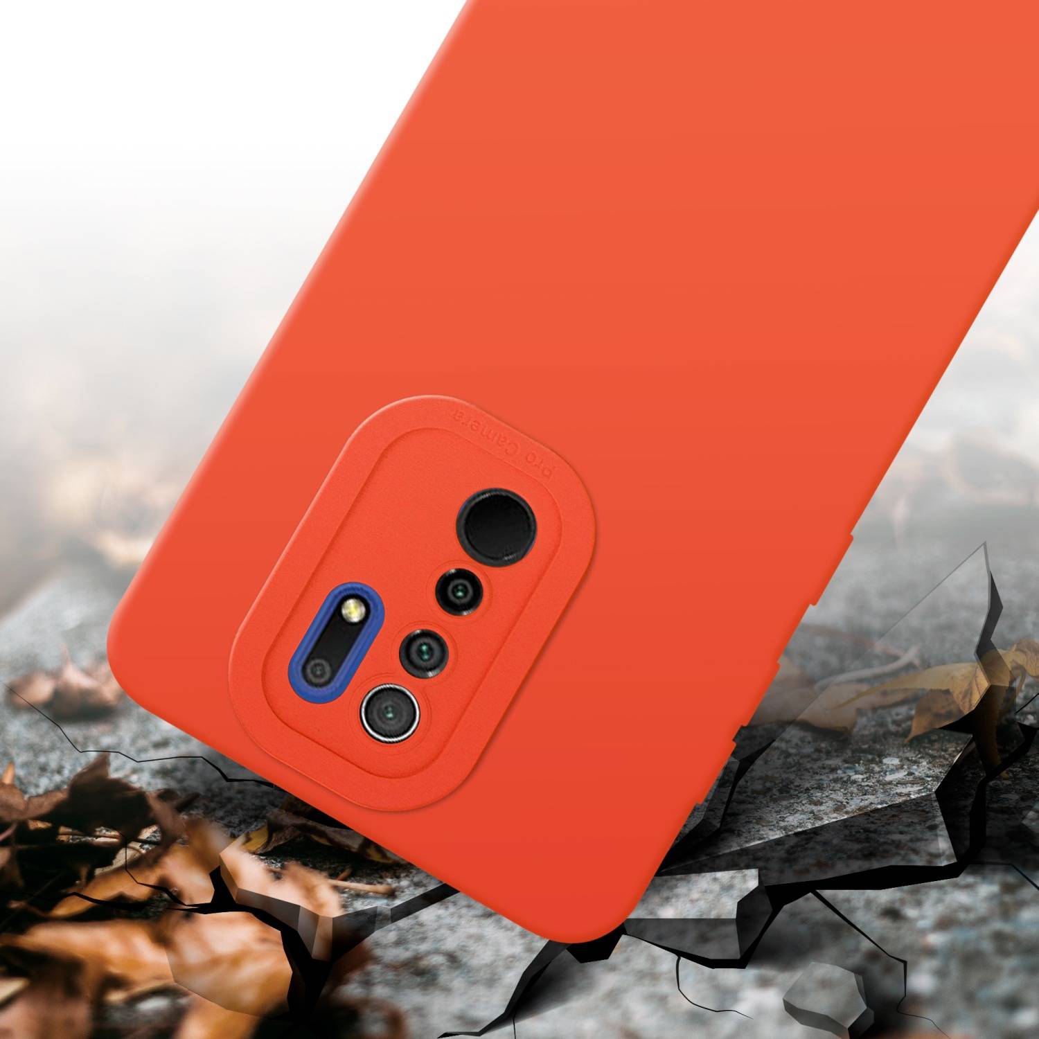 Cadorabo Hülle für Xiaomi RedMi 9 Schutz Hülle in Orange TPU Silikon Etui Case Handyhülle