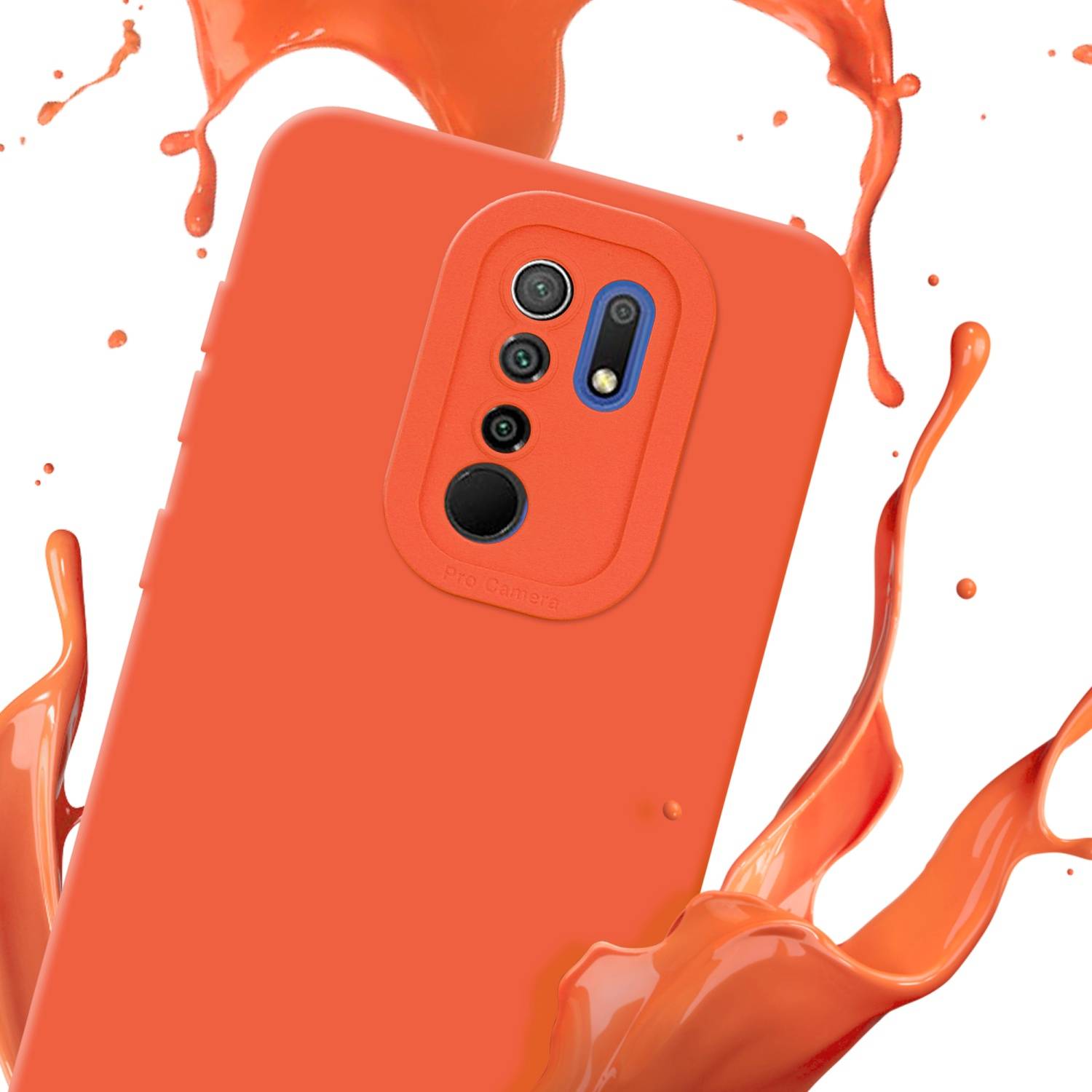 Cadorabo Hülle für Xiaomi RedMi 9 Schutz Hülle in Orange TPU Silikon Etui Case Handyhülle