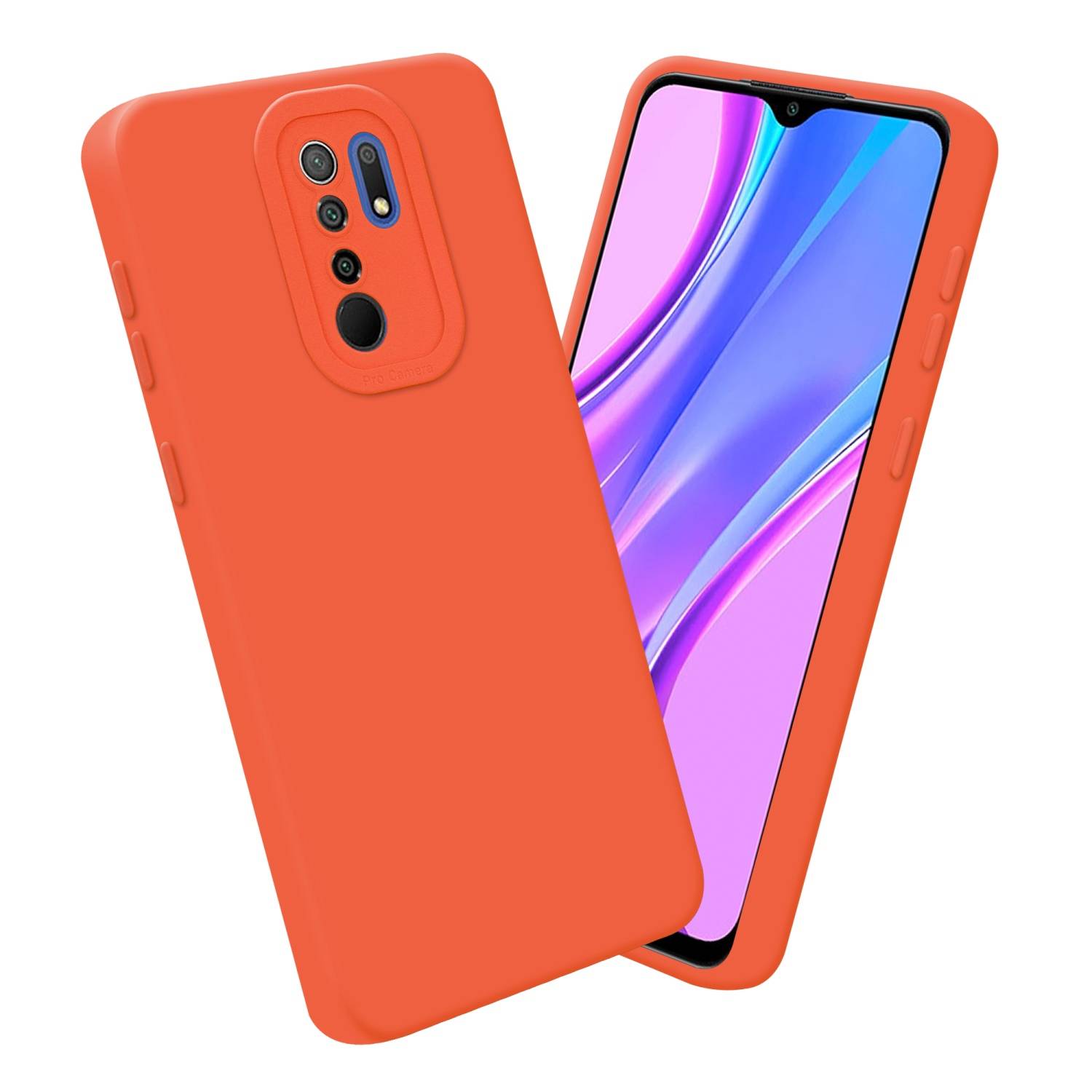 Cadorabo Hülle für Xiaomi RedMi 9 Schutz Hülle in Orange TPU Silikon Etui Case Handyhülle