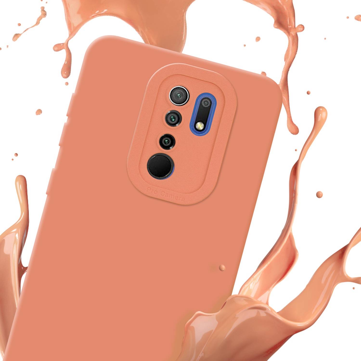 Cadorabo Hülle für Xiaomi RedMi 9 Schutz Hülle in Orange TPU Silikon Etui Case Handyhülle