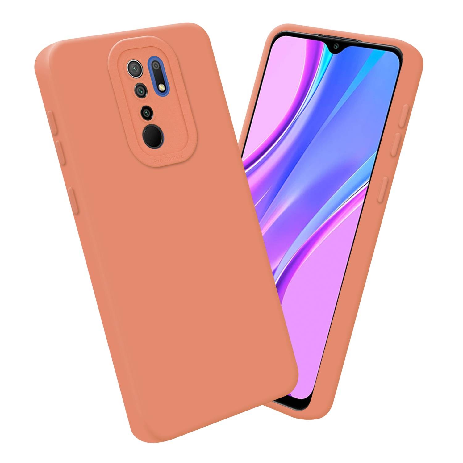 Cadorabo Hülle für Xiaomi RedMi 9 Schutz Hülle in Orange TPU Silikon Etui Case Handyhülle