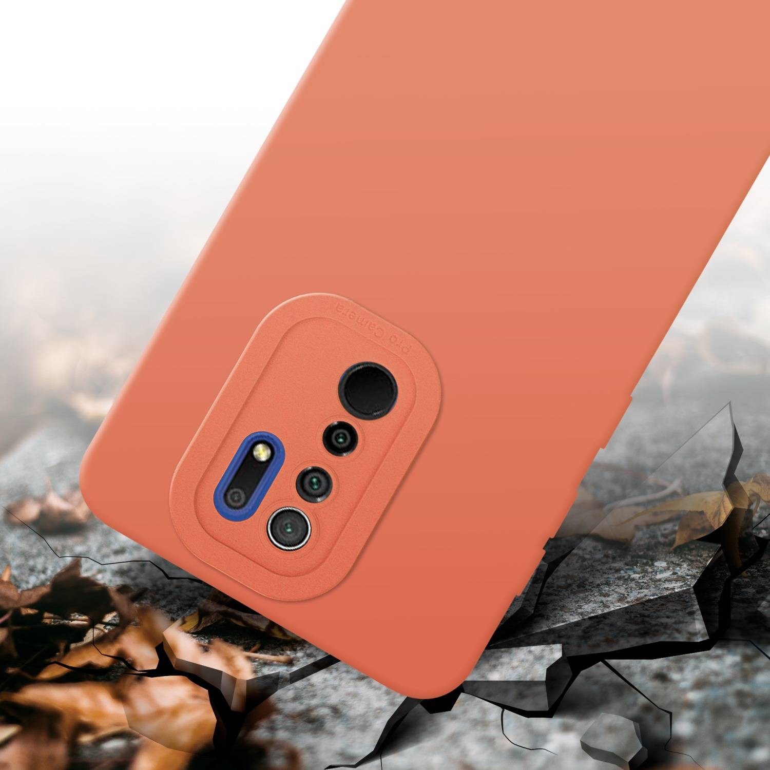 Cadorabo Hülle für Xiaomi RedMi 9 Schutz Hülle in Orange TPU Silikon Etui Case Handyhülle