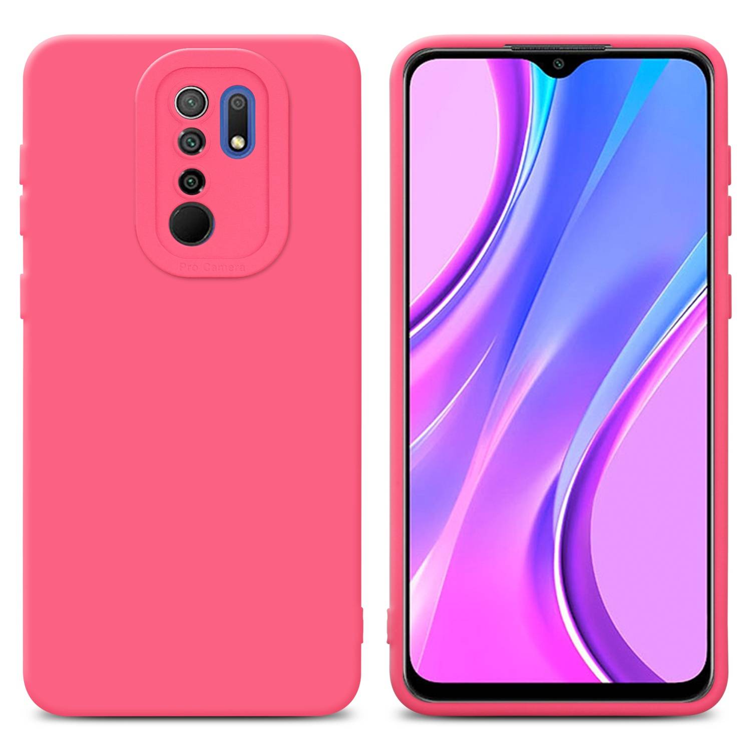 Cadorabo Hülle für Xiaomi RedMi 9 Schutz Hülle in Rot TPU Silikon Etui Case Handyhülle