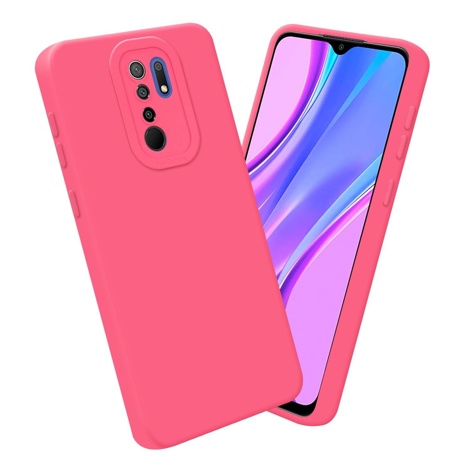 Cadorabo Hülle für Xiaomi RedMi 9 Schutz Hülle in Rot TPU Silikon Etui Case Handyhülle