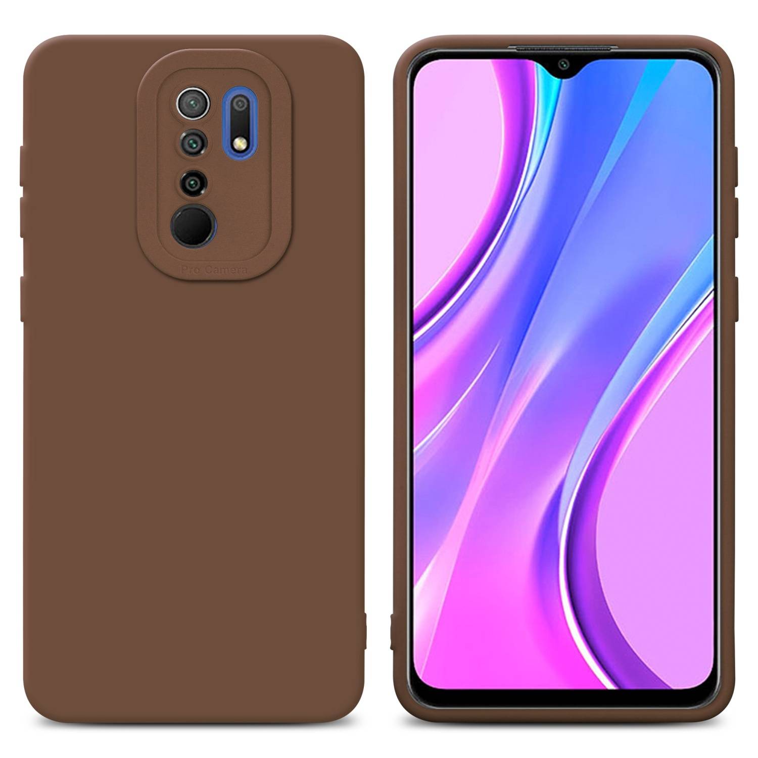 Cadorabo Hülle für Xiaomi RedMi 9 Schutz Hülle in Braun TPU Silikon Etui Case Handyhülle