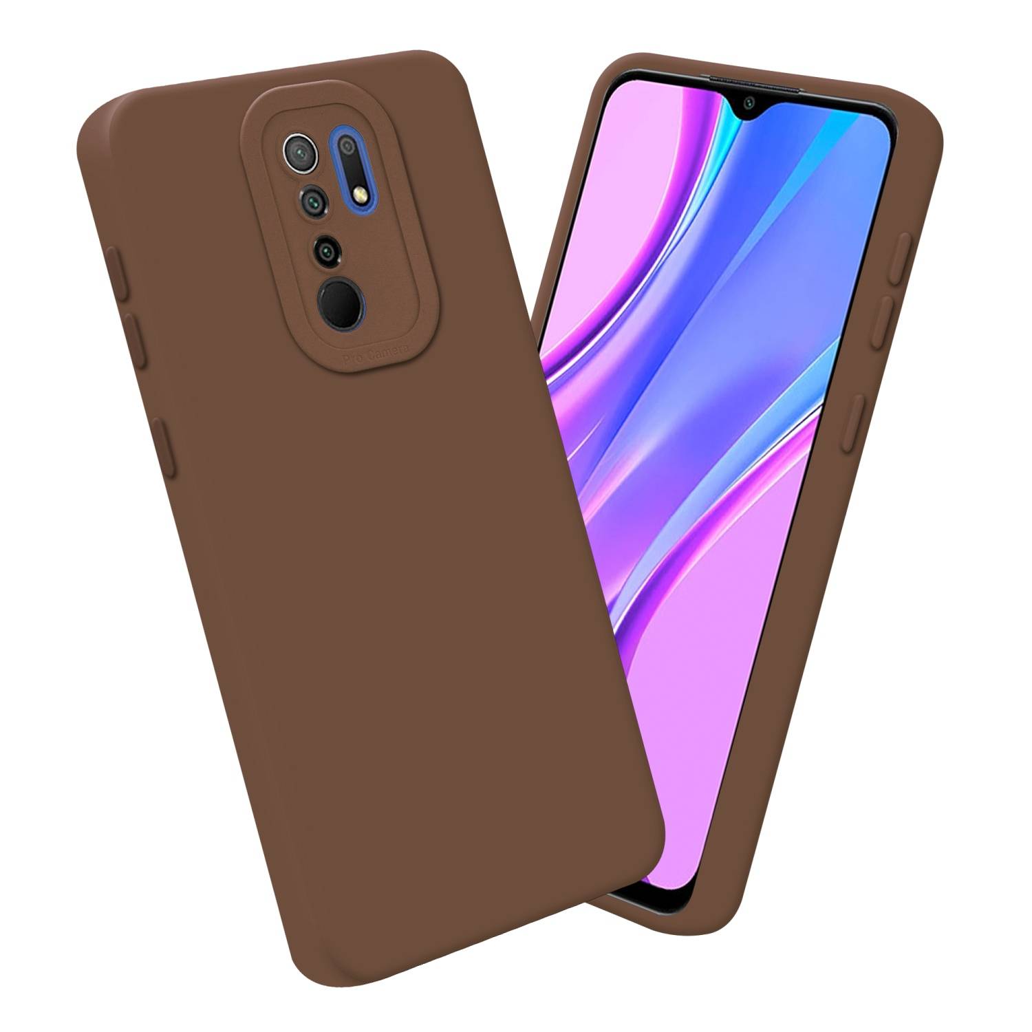Cadorabo Hülle für Xiaomi RedMi 9 Schutz Hülle in Braun TPU Silikon Etui Case Handyhülle