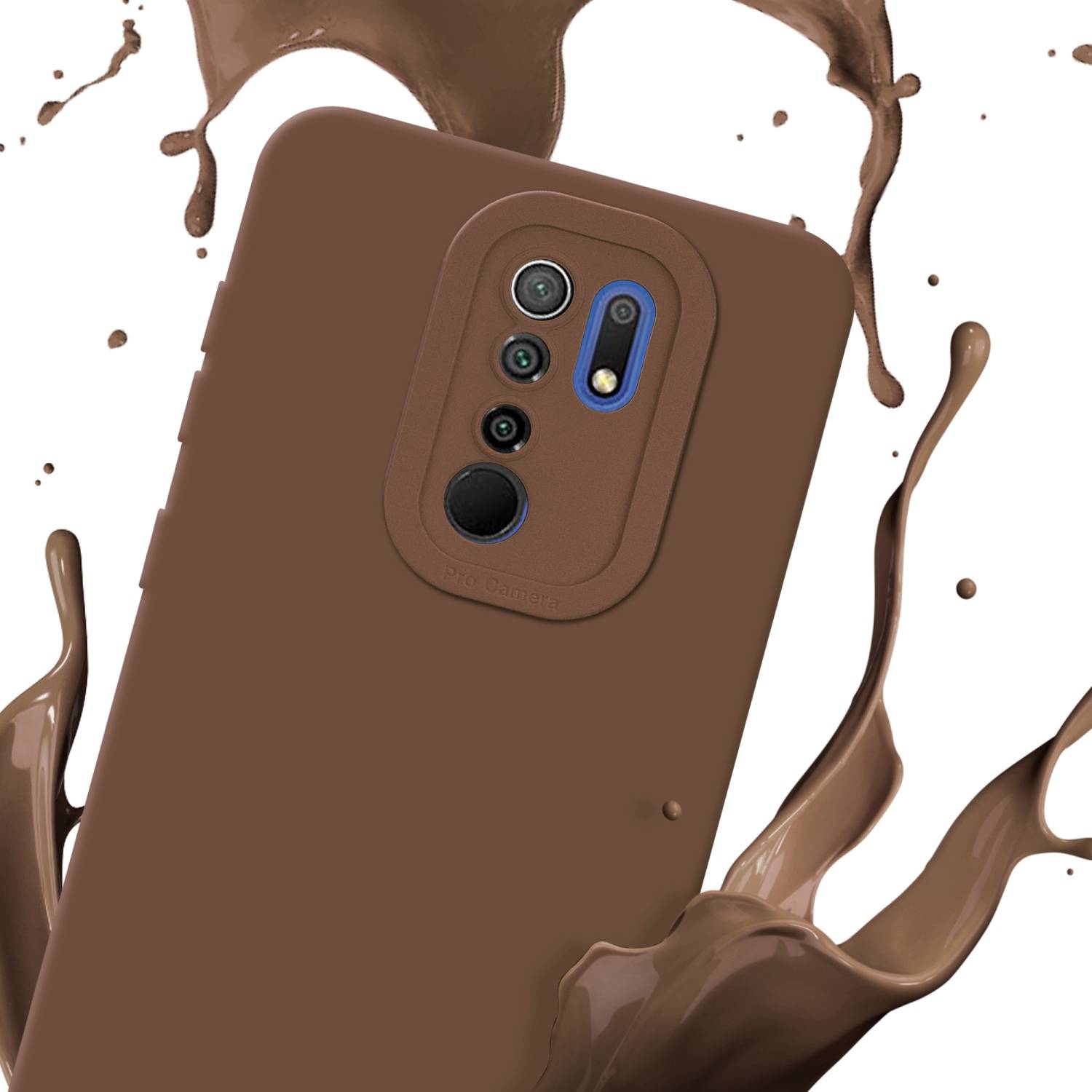 Cadorabo Hülle für Xiaomi RedMi 9 Schutz Hülle in Braun TPU Silikon Etui Case Handyhülle