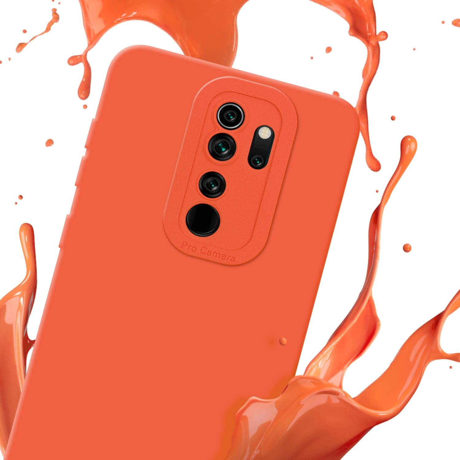 Cadorabo Hülle für Xiaomi RedMi NOTE 8 PRO Schutz Hülle in Orange TPU Silikon Etui Case Handyhülle