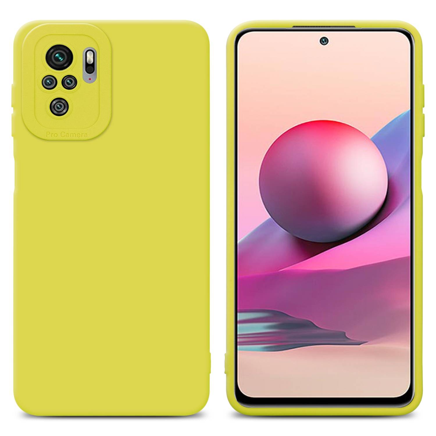 Cadorabo Hülle für Xiaomi RedMi NOTE 10 4G / RedMi NOTE 10S Schutz Hülle in Gelb TPU Silikon Etui Case Handyhülle